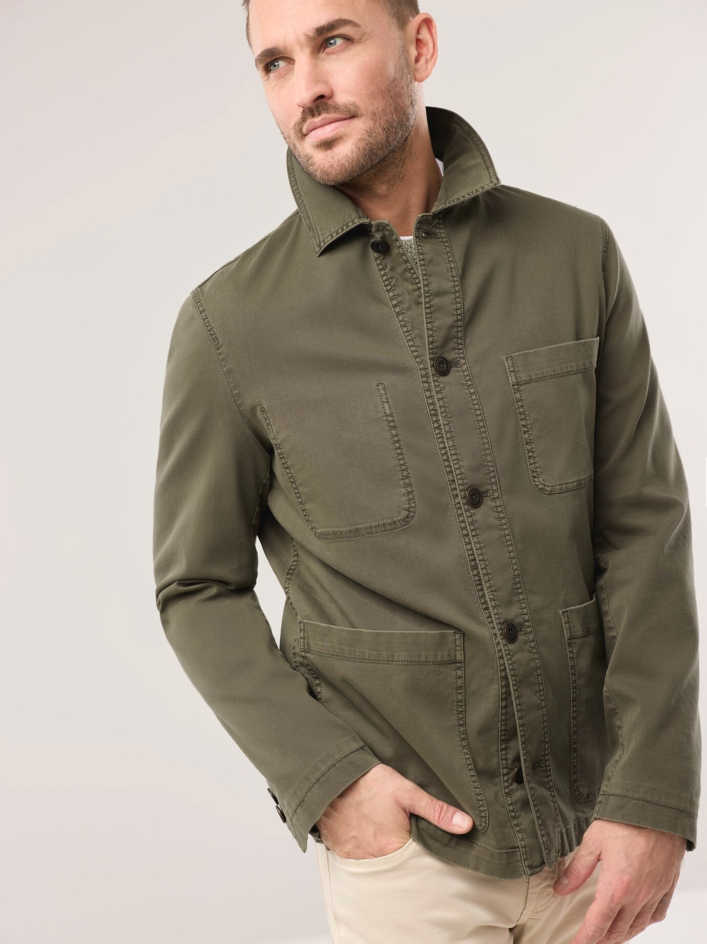 Walbusch Baumwoll Hemdjacke, normale Größen#untersetzte Größen, Farbe Grün, 64, atmungsaktive Baumwolle bequem, da elastisch Herren 2
