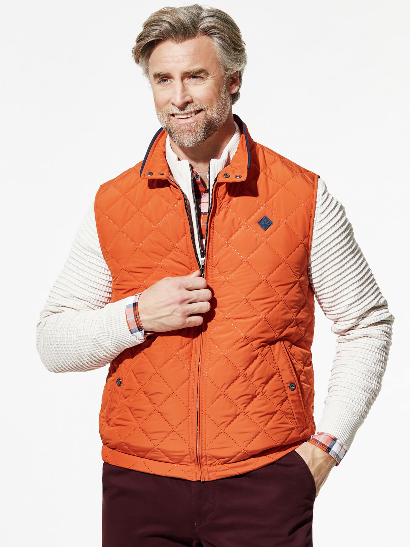 Walbusch Ultrasonic Lightweight Quilted Vest Orange Size 54 2