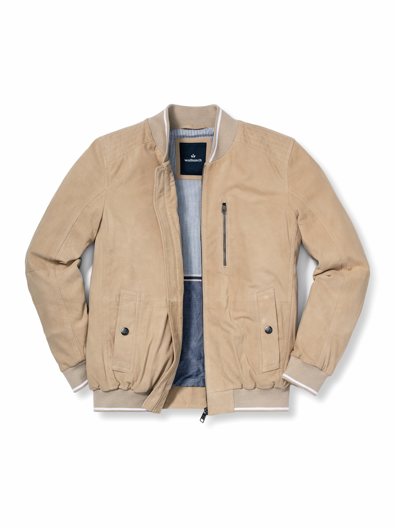 Ziegenvelours-Collegeblouson Sand