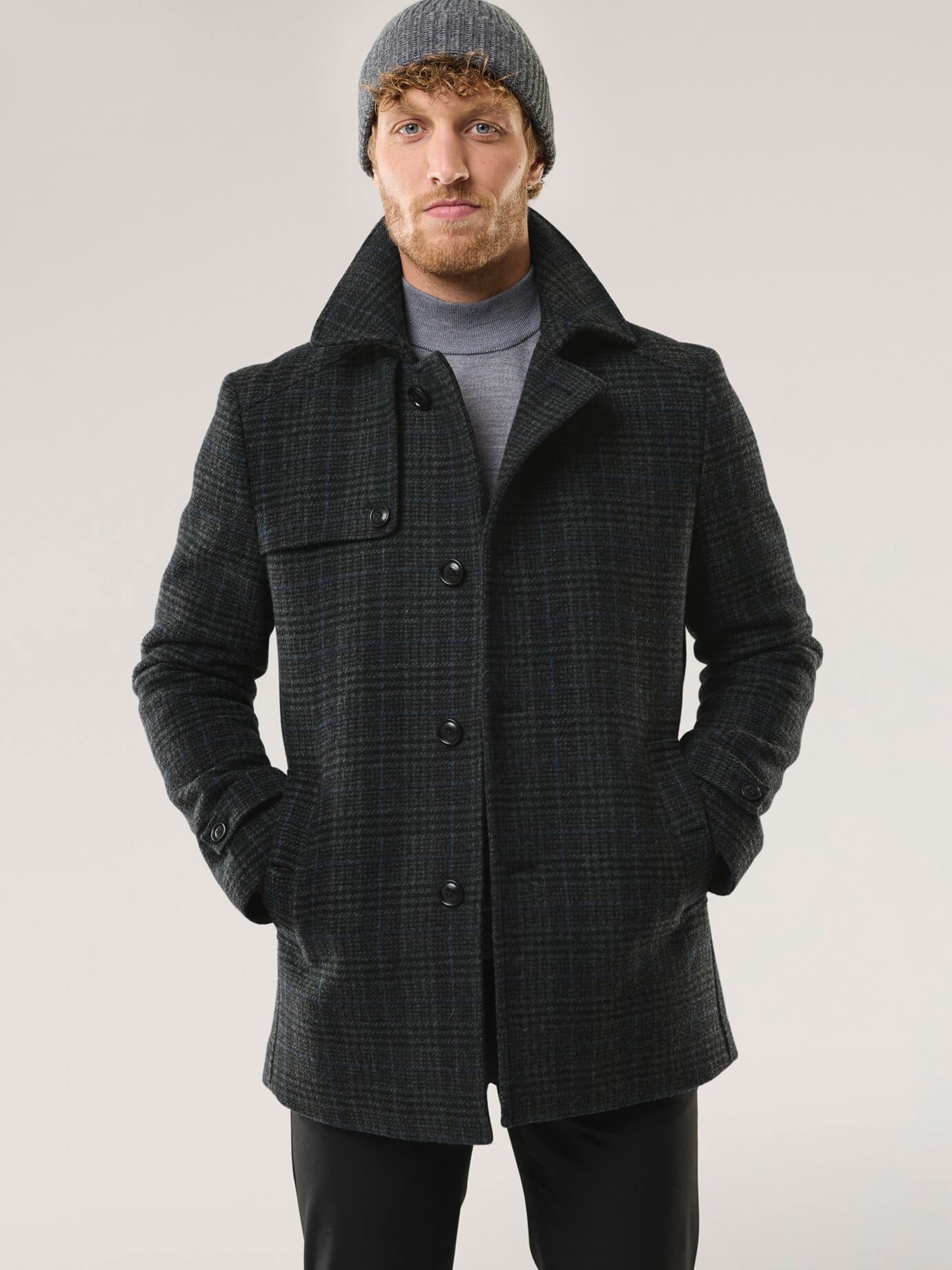 Walbusch Wool Blend Peacoat Checked Gray 58 3