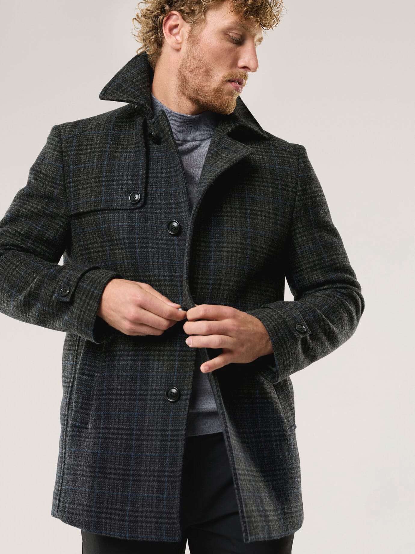 Walbusch Wool Blend Peacoat Checked Gray 58 2