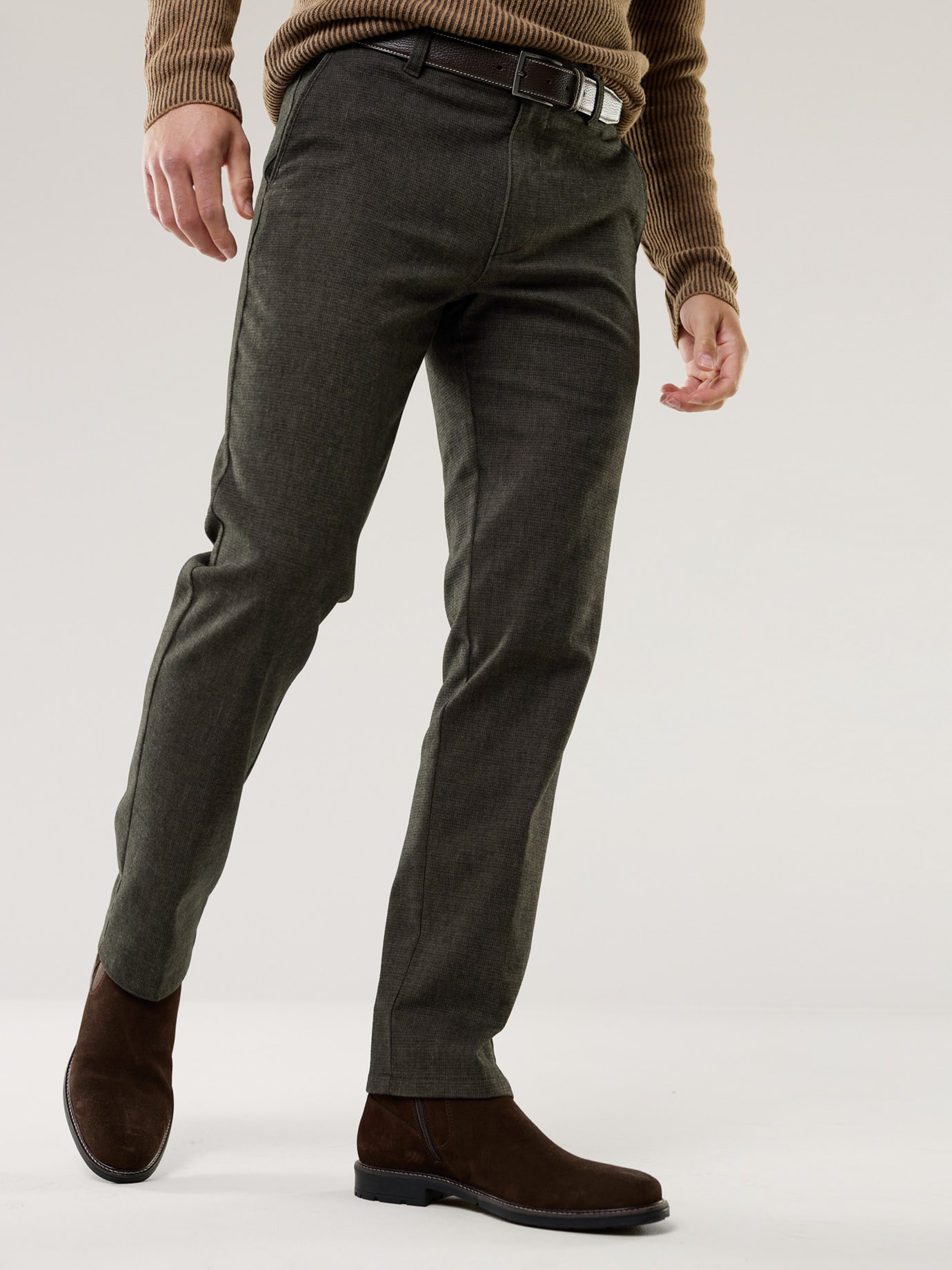 Walbusch Belt-Chino Wool-Look Cotton Blend Brown 62 2