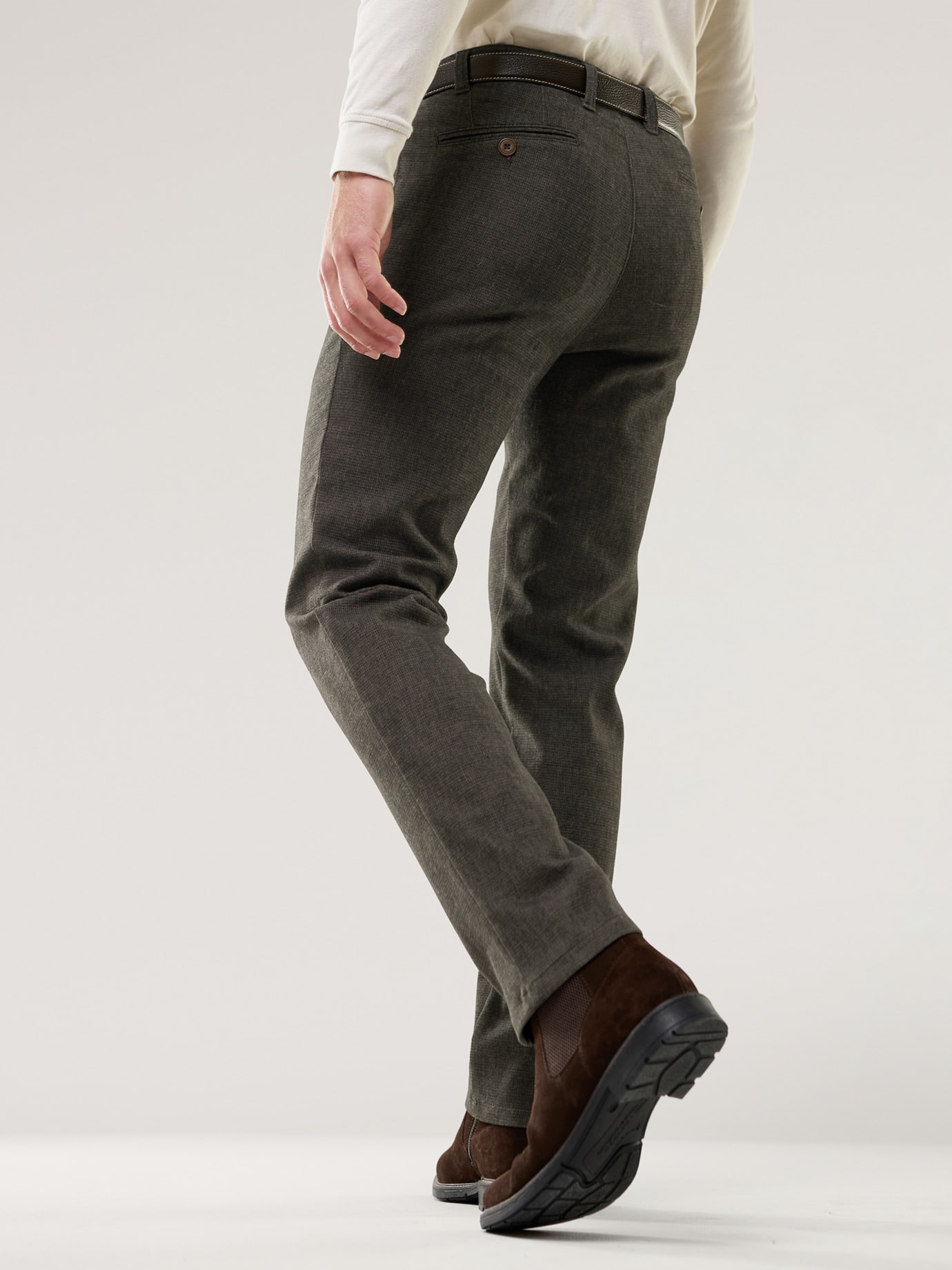 Walbusch Belt-Chino Wool-Look Cotton Blend Brown 62 3