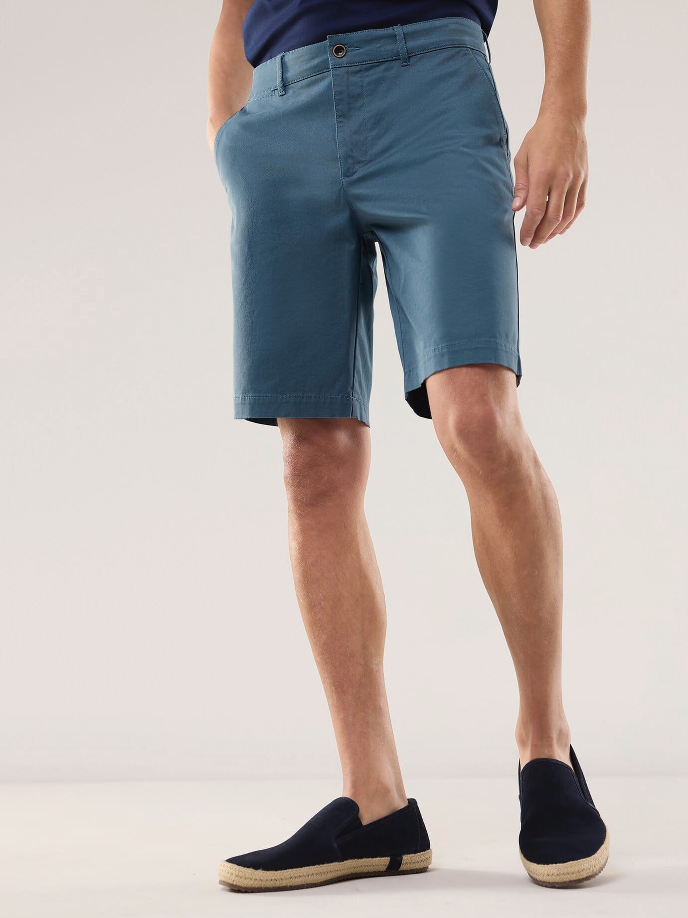 Walbusch Chino Shorts, Regular Fit, Blau, 30 6