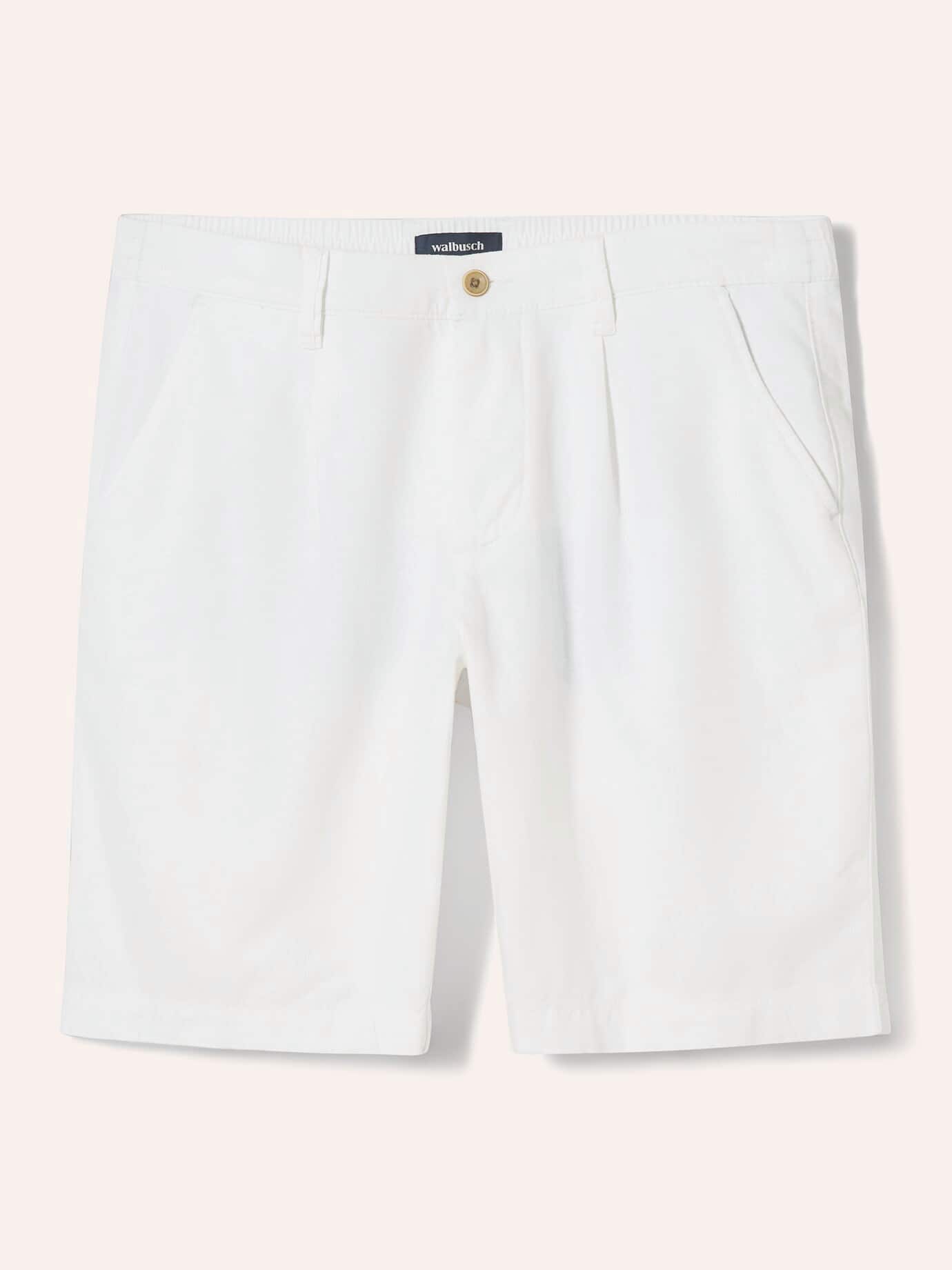 Walbusch Leinenmix Bermudas, Regular Fit#normale Größen#untersetzte Größen, Farbe Weiß, 26, leichter Leinen-/Baumwollmix Comfort-Bund (ca. 6 cm dehnbar) Herren