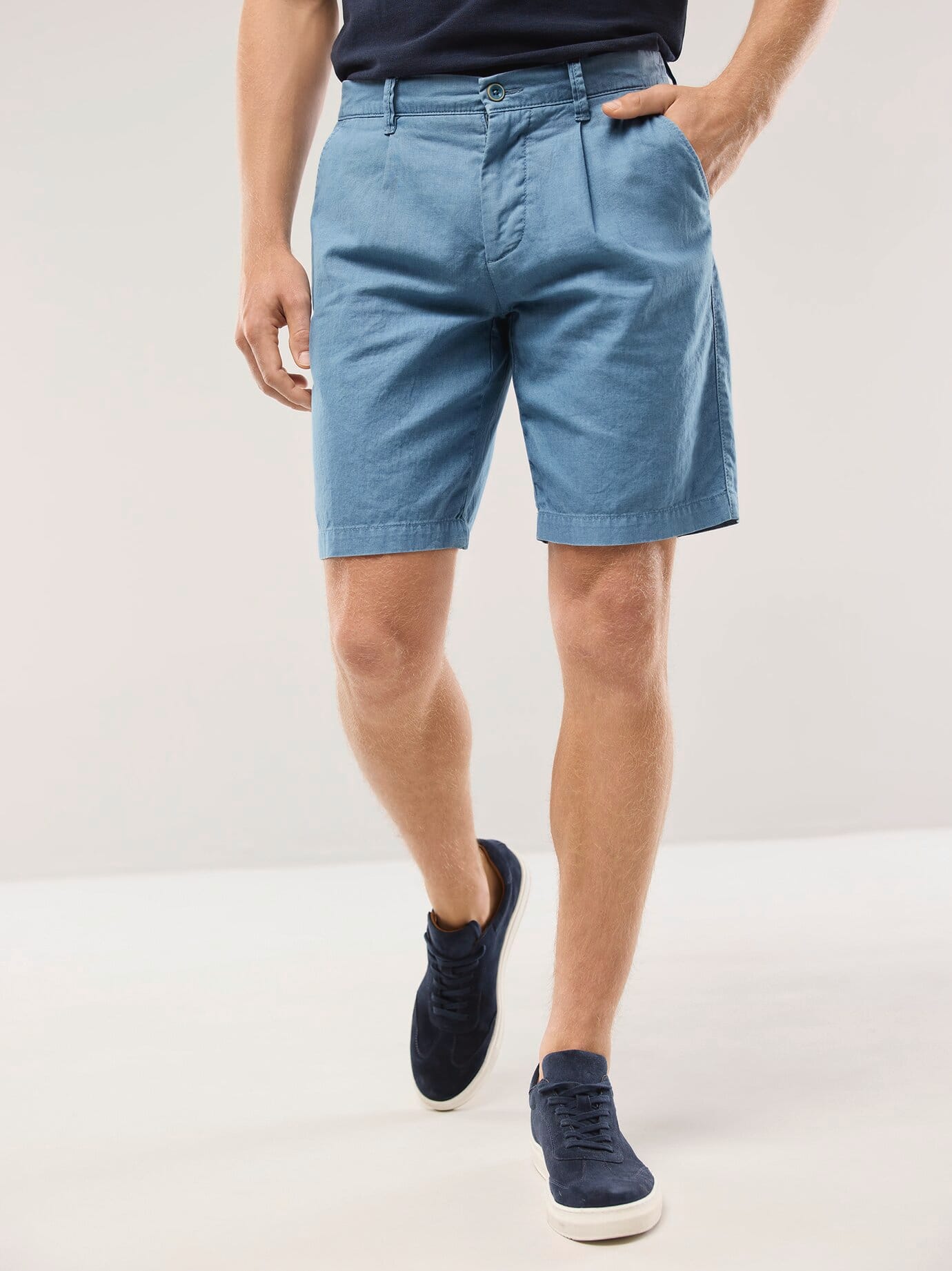 Walbusch Linen Blend Bermuda Shorts Blue 26 2