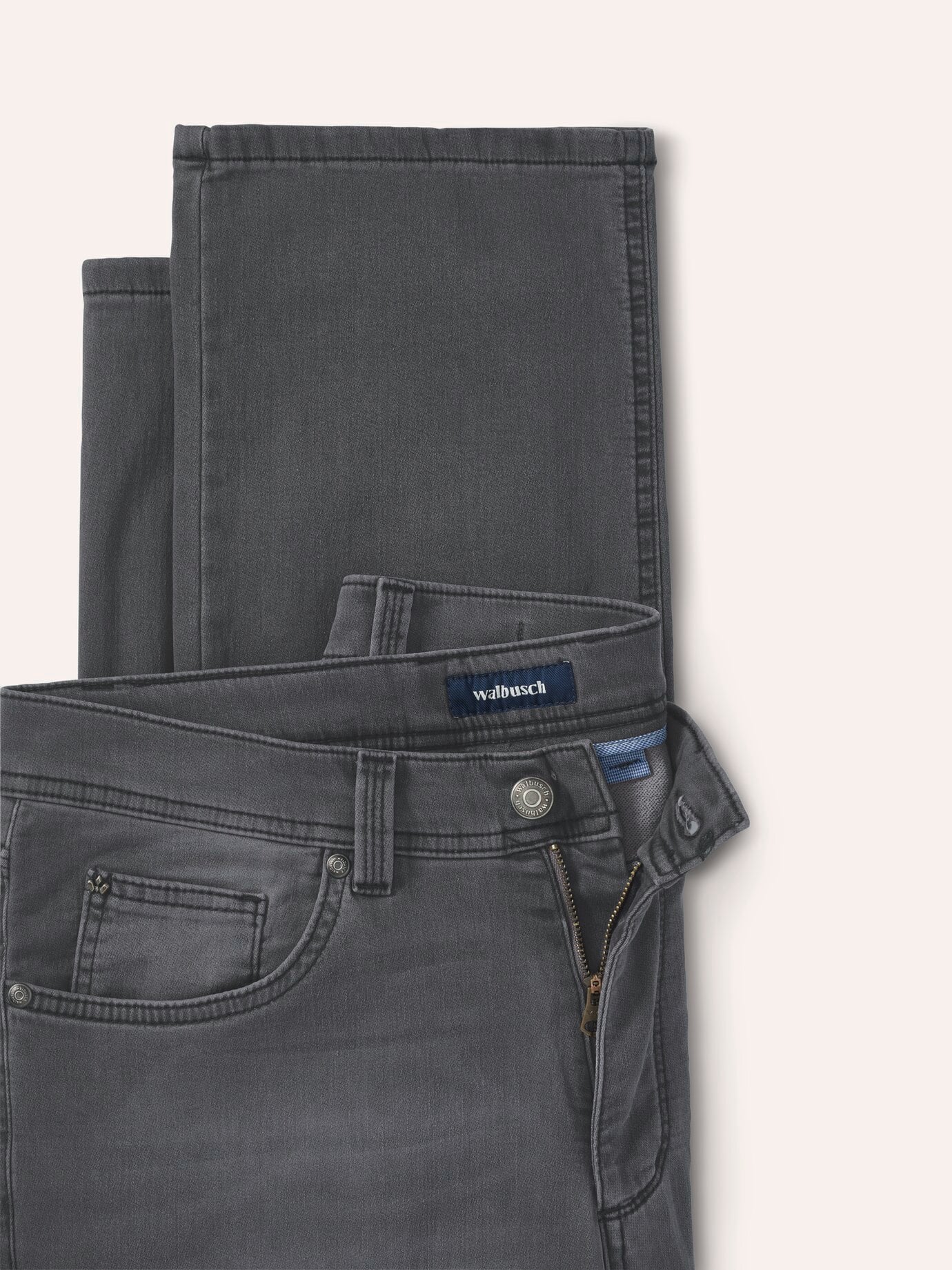 Walbusch Jogger-Jeans Five Pocket, Modern Fit#normale Größen#schlanke Größen#untersetzte Größen, Farbe Grau, 60, super elastischer Denim Comfort-Bund (6 cm dehnbar) Herren 4