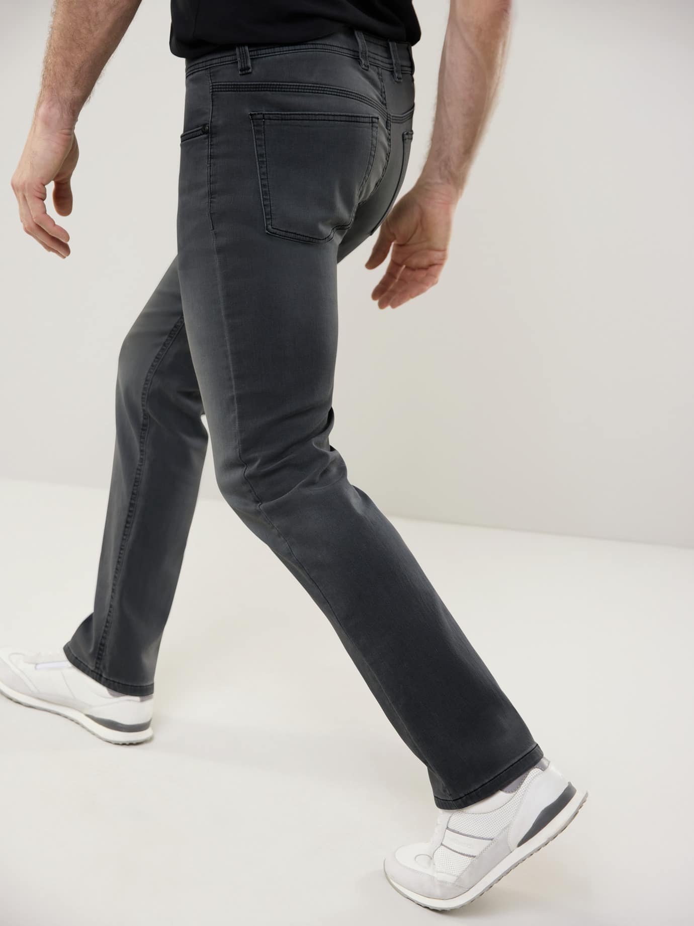 Walbusch Jogger-Jeans Five Pocket, Modern Fit#normale Größen#schlanke Größen#untersetzte Größen, Farbe Grau, 60, super elastischer Denim Comfort-Bund (6 cm dehnbar) Herren 3