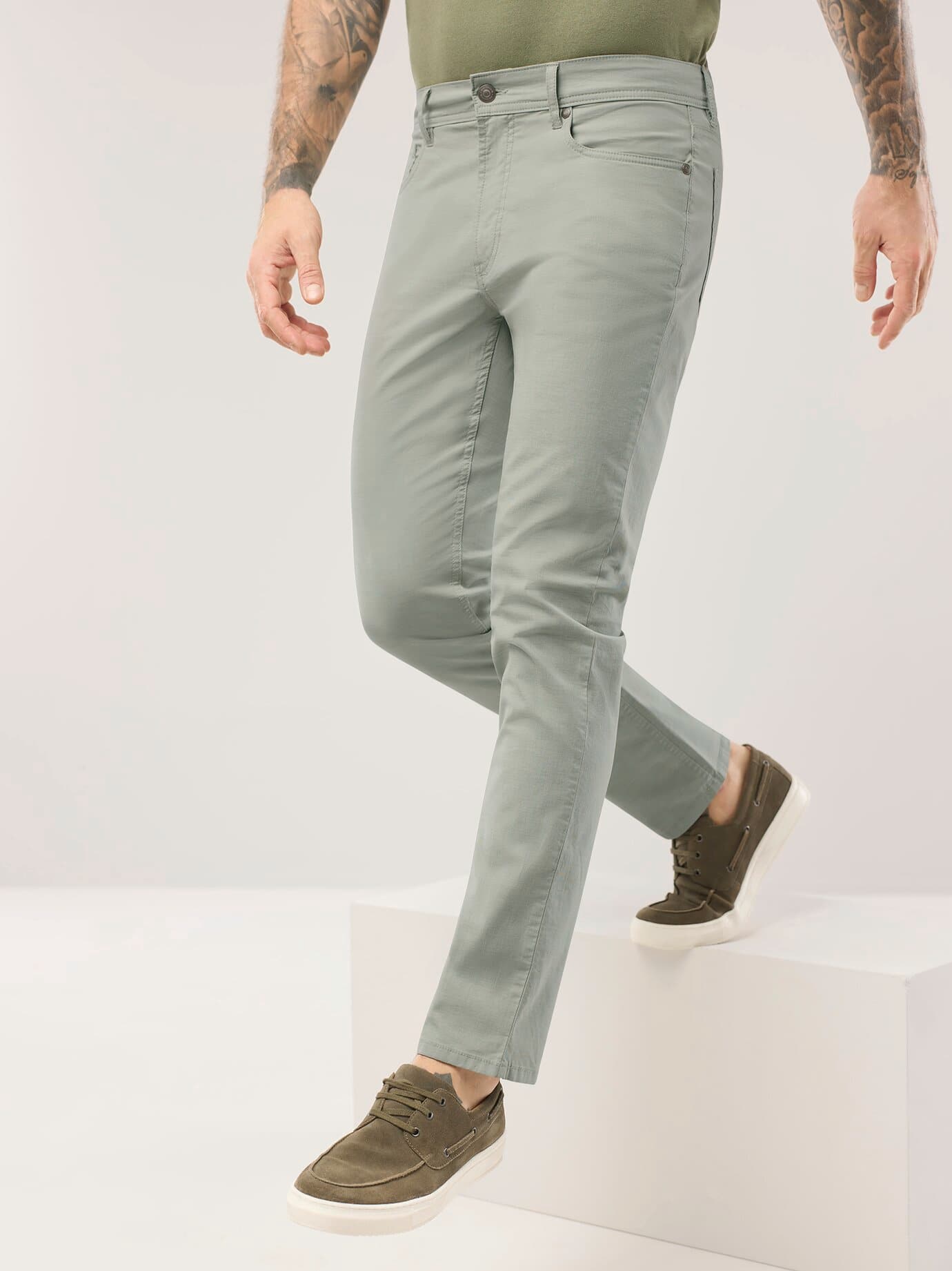 Walbusch Ultraleicht Cotton Five-Pocket Green 29 2