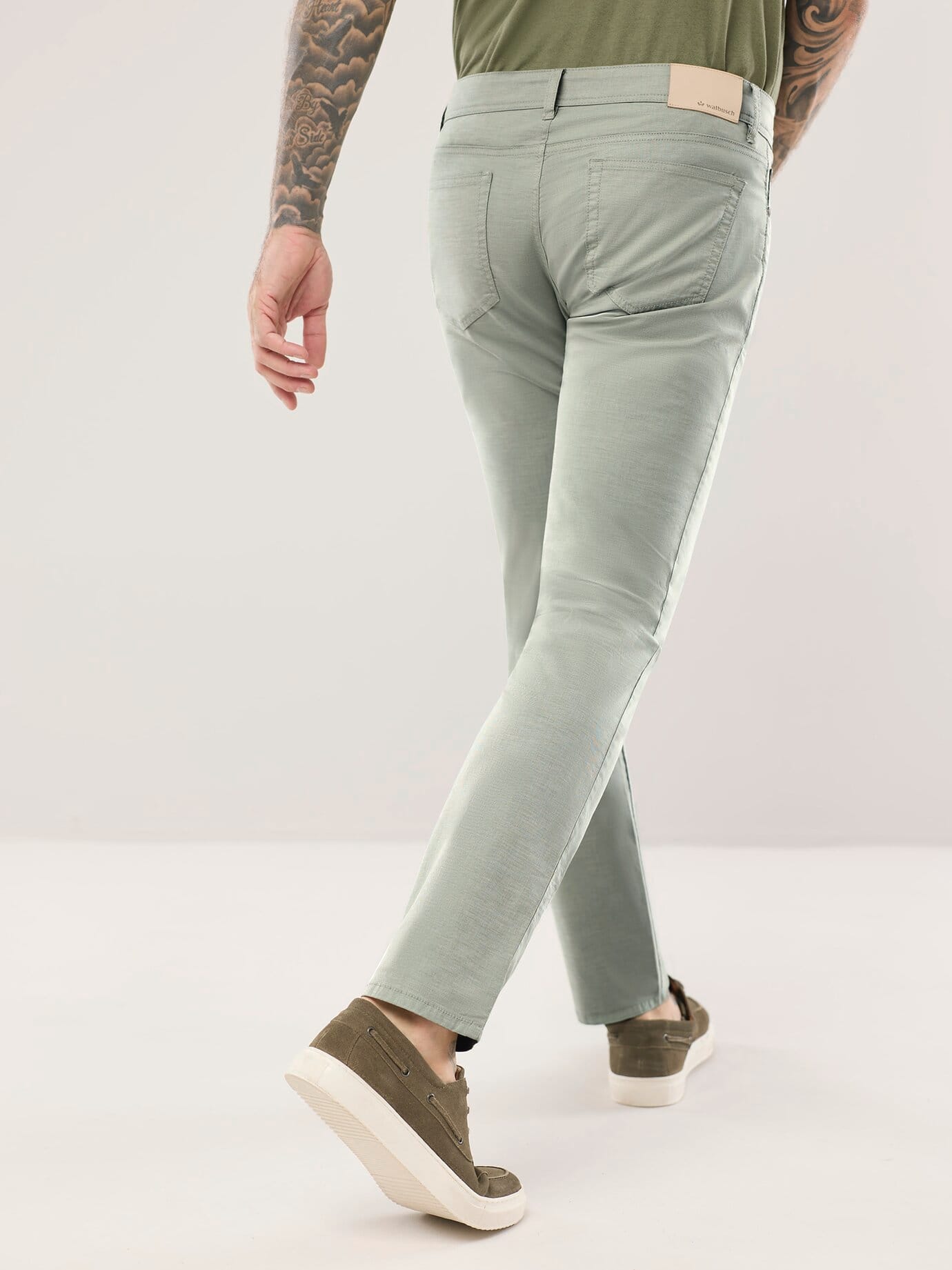 Walbusch Ultraleicht Cotton Five-Pocket Green 29 3