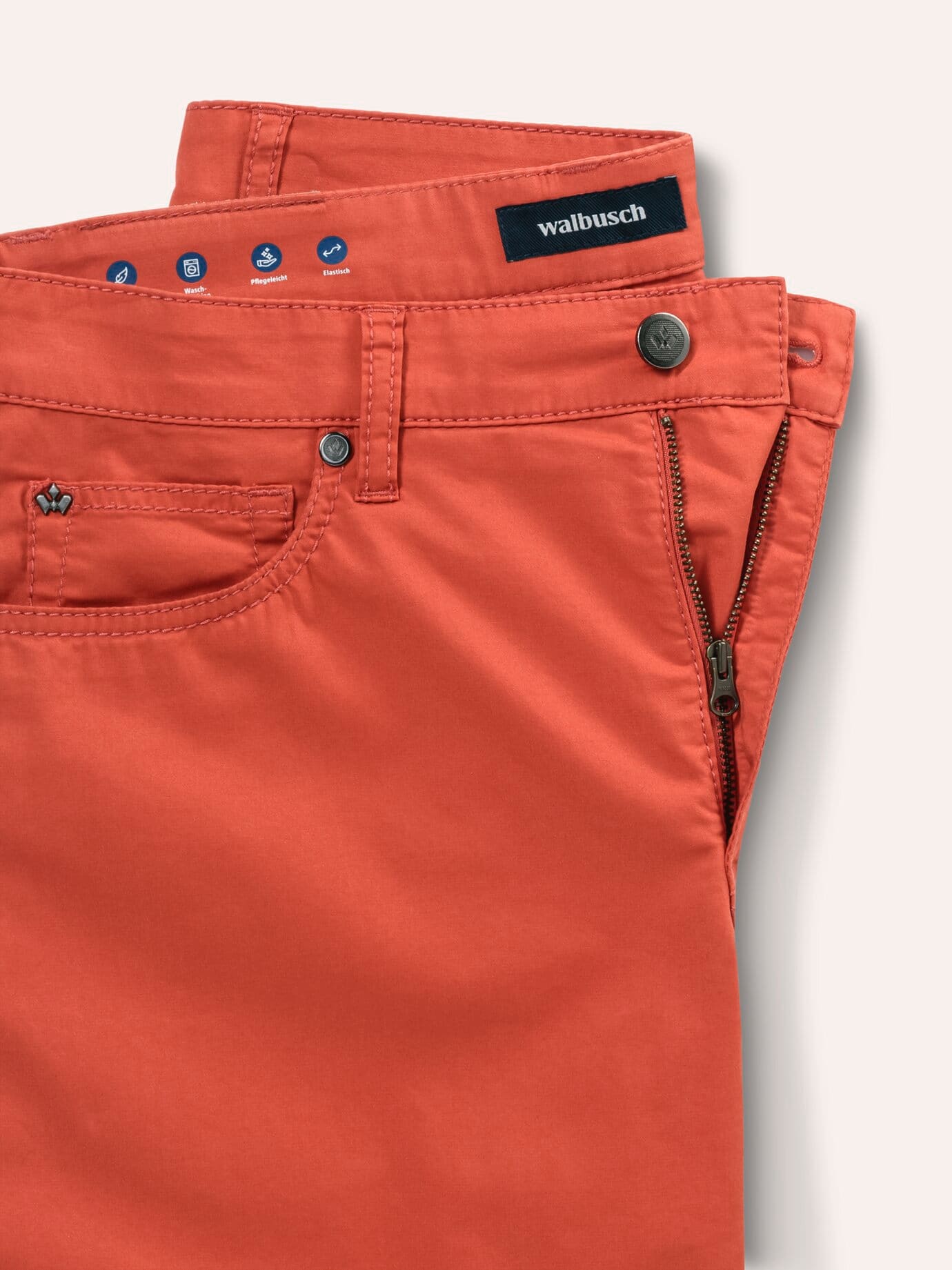Walbusch Ultraleicht Five Pocket Bermudas, Regular Fit#normale Größen#untersetzte Größen, Farbe Orange, 28, federleicht bequemer Baumwollstretch Herren 4