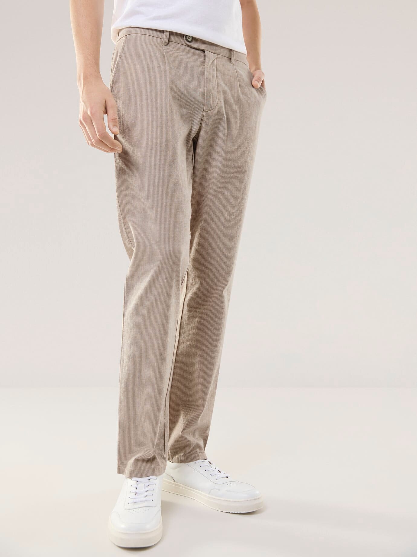 Walbusch Wohlfühl Leinen-Hose, Modern Fit#normale Größen#untersetzte Größen, Farbe Beige, 27, weiche Leinenmischung Comfort-Bund (8 cm dehnbar) Herren 2