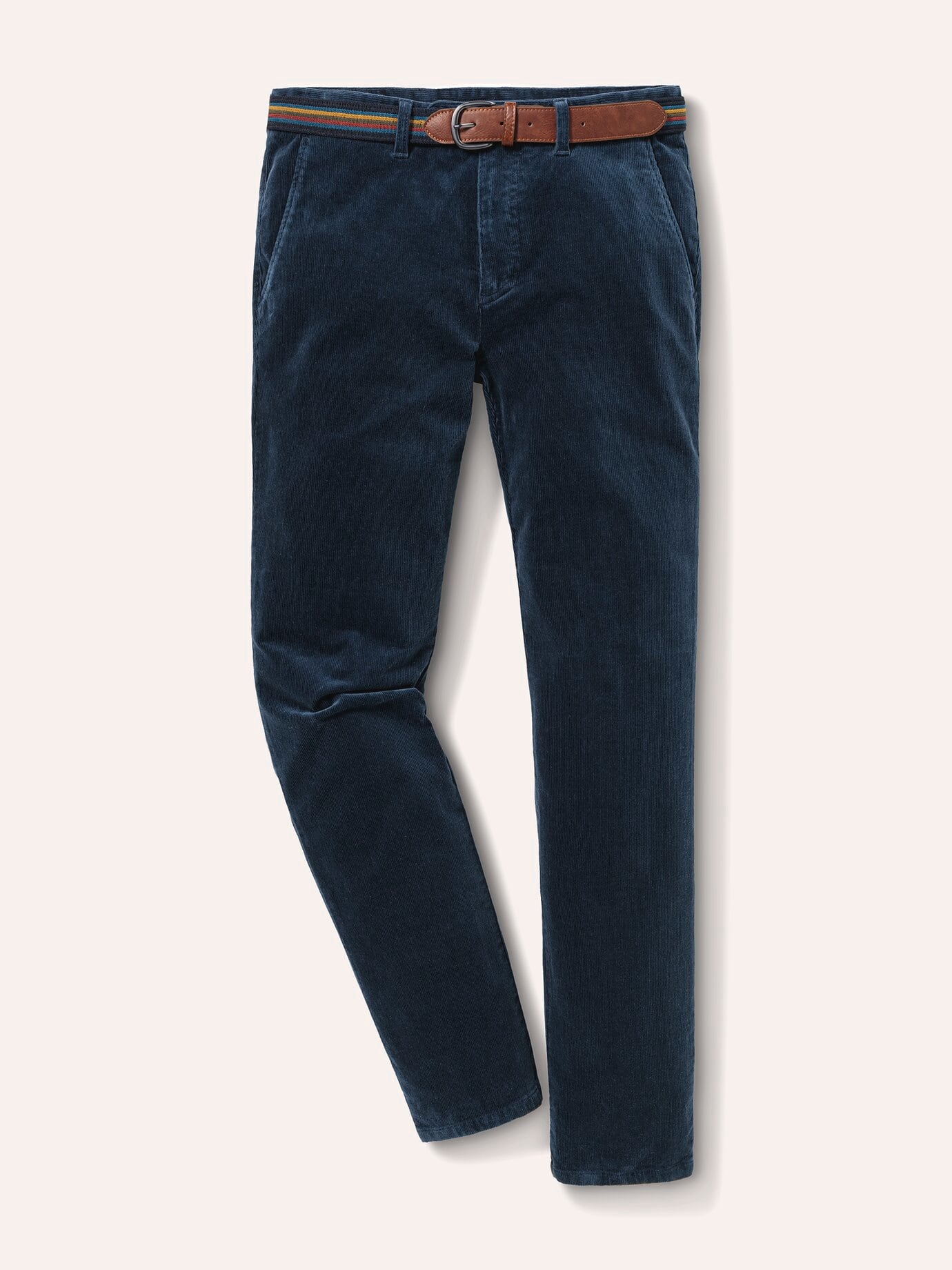 Walbusch Gürtel-Cord Chino, Regular Fit#normale Größen#schlanke Größen#untersetzte Größen, Farbe Blau, 48, inklusive Gürtel elastisch und bequem Herren