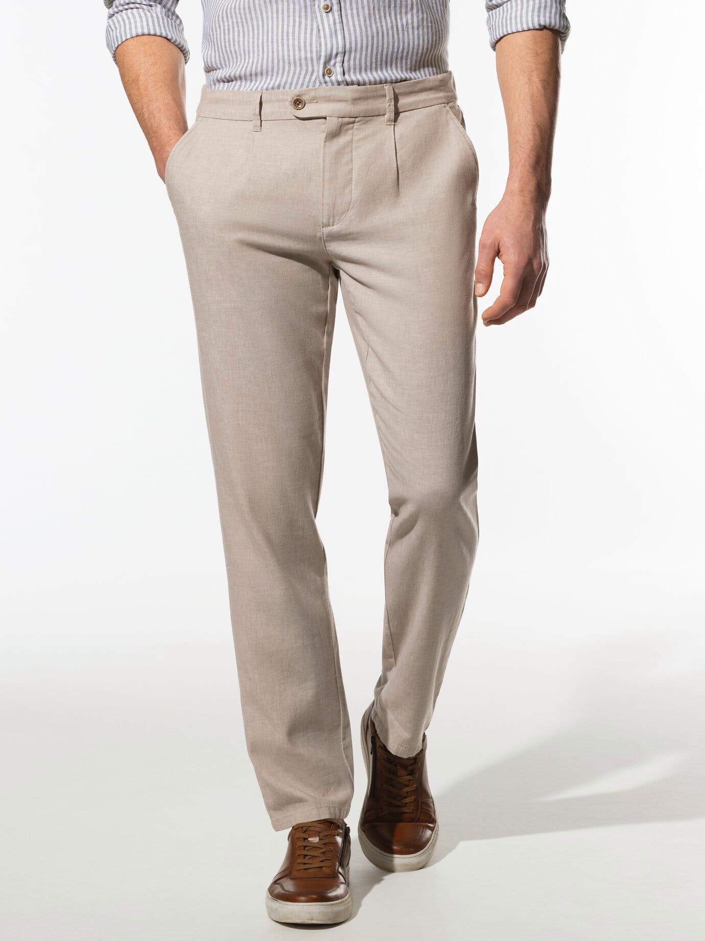Pantalon en lin Walbusch Wohlfühl, Modern Fit, Beige, 106 2
