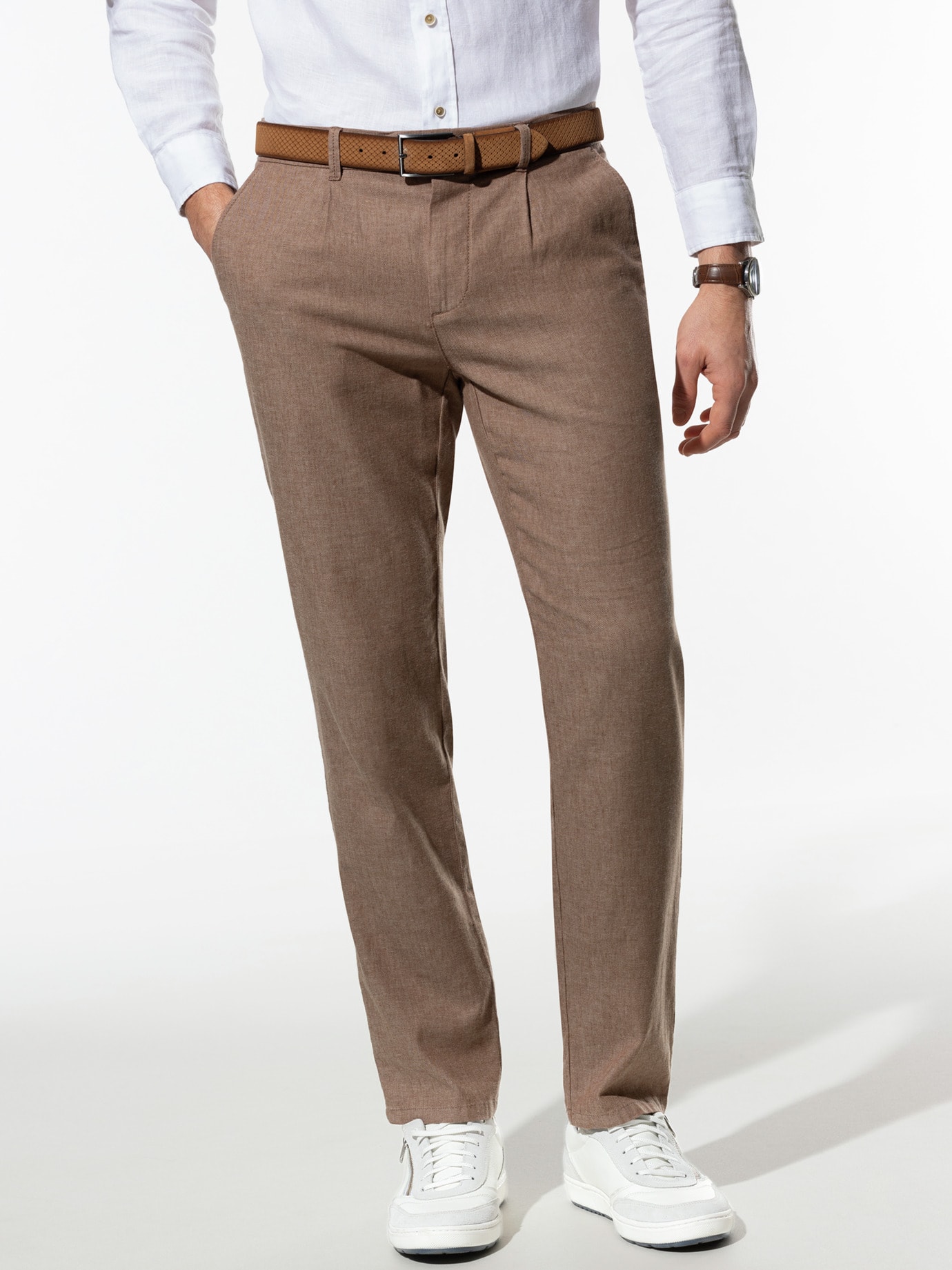 Walbusch Wohlfühl Linen Trousers Modern Fit Brown 102 2