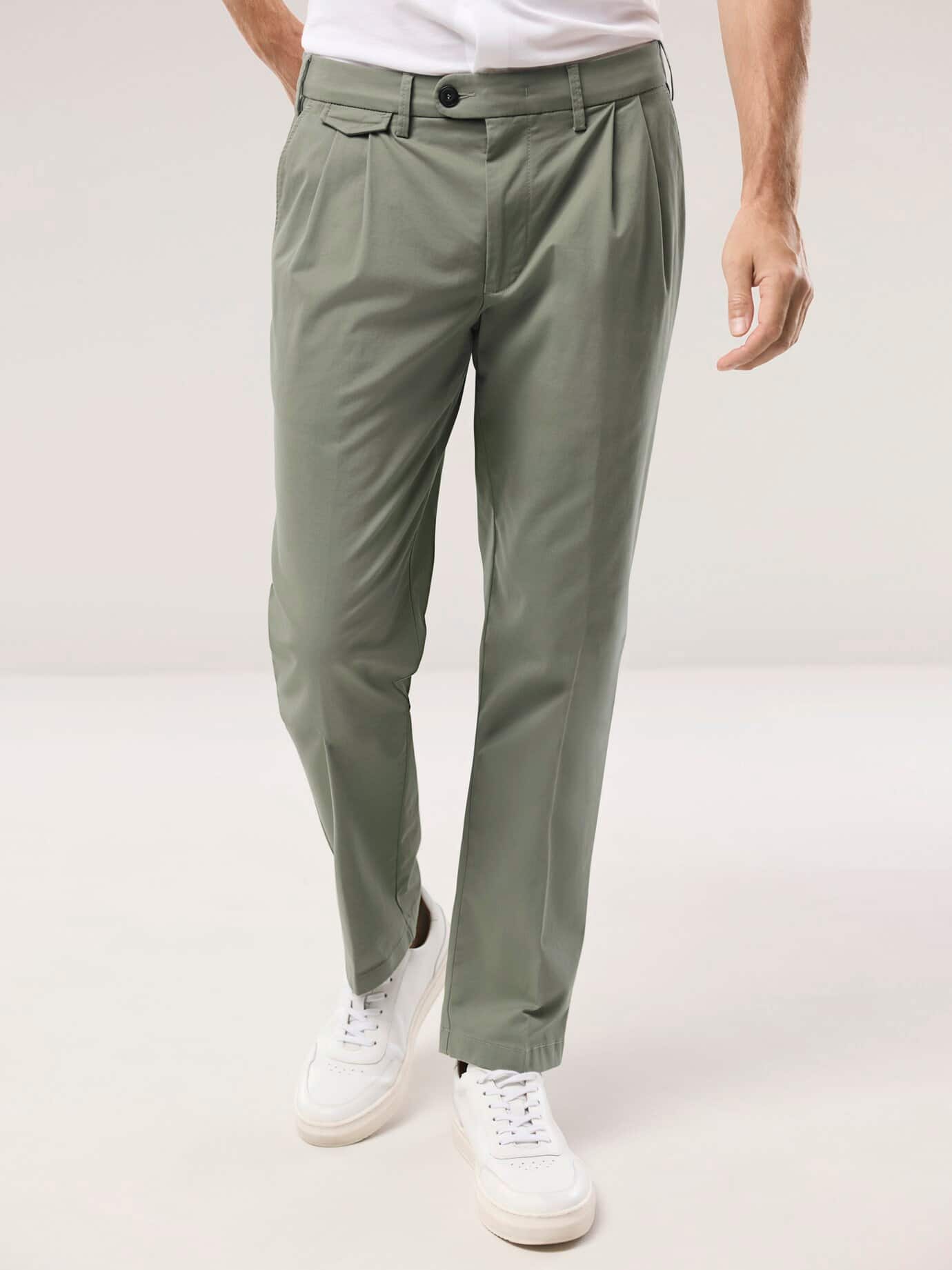 Walbusch Feintwill Pleated Chino Green 64 2
