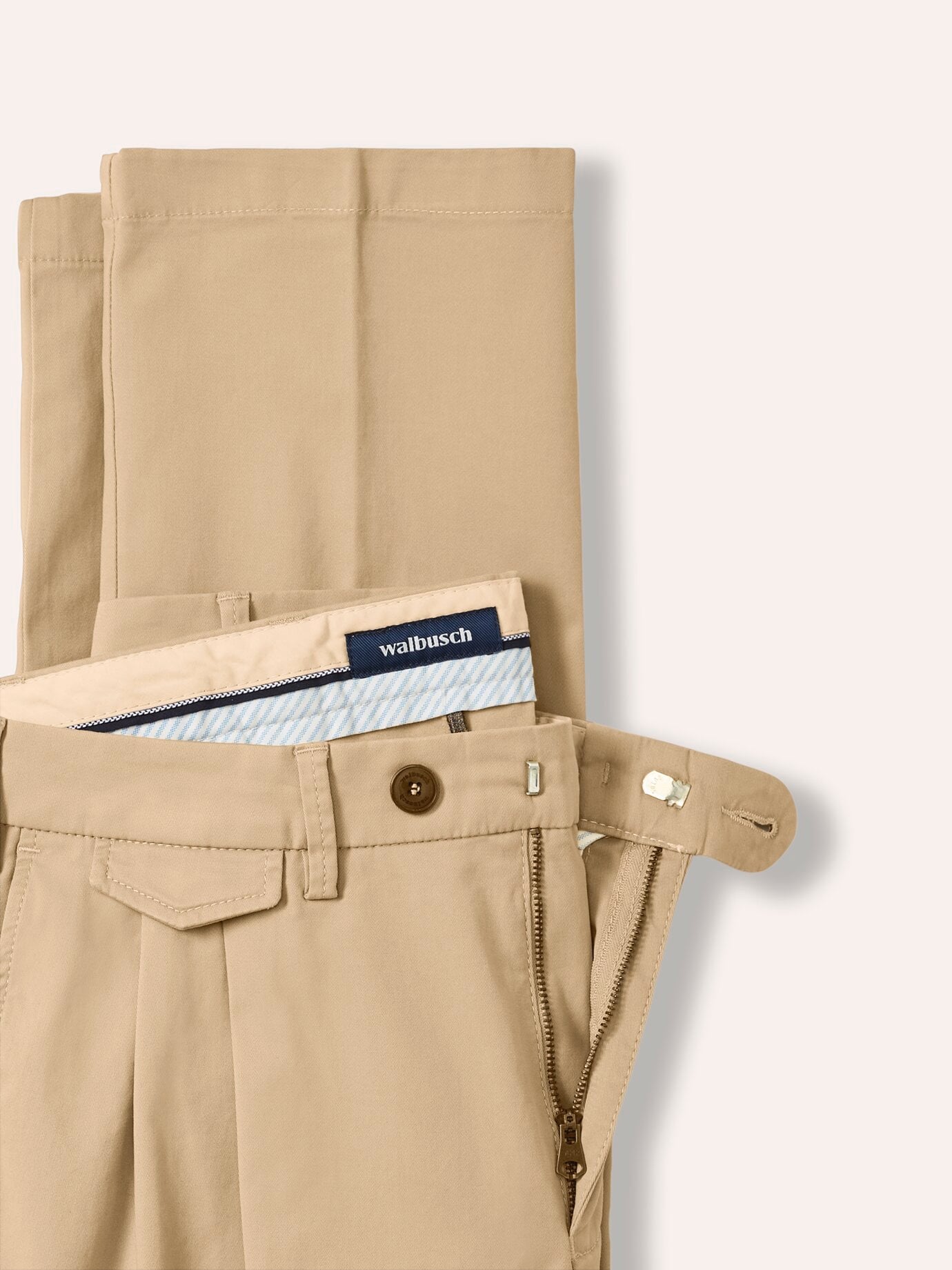 Walbusch Feintwill Pleated Chino Regular Fit Beige 58 4