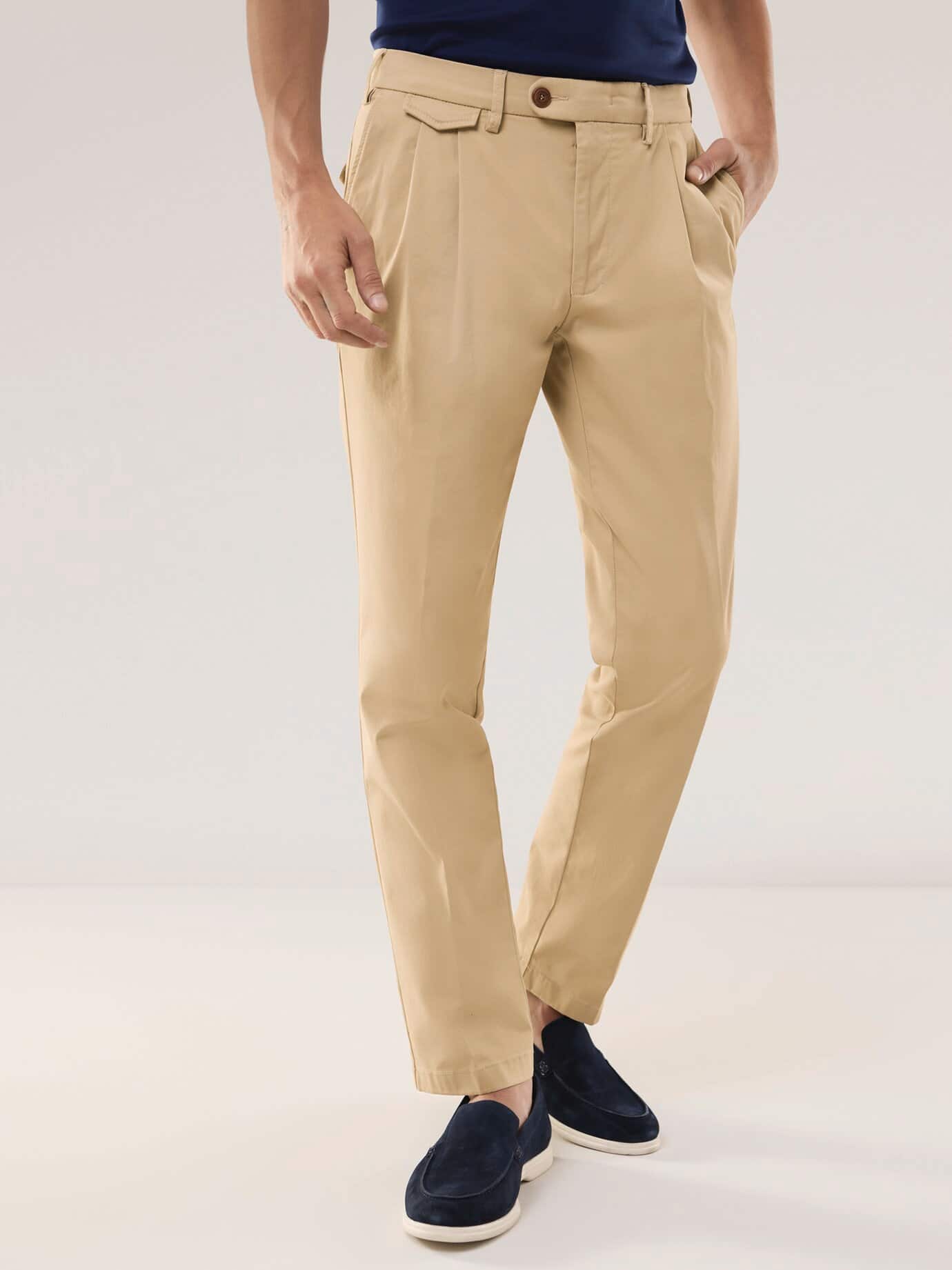 Walbusch Feintwill Pleated Chino Regular Fit Beige 58 2