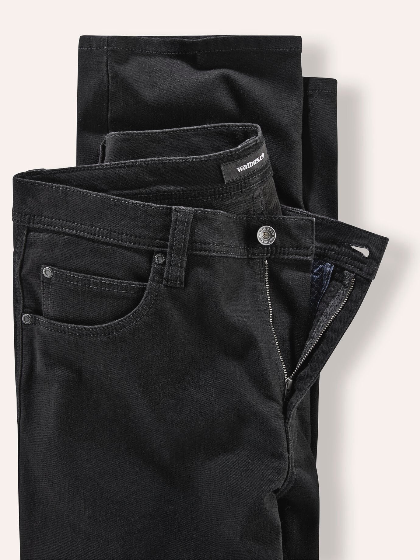 Walbusch Husky-Jeans Five Pocket, Regular Fit#normale Größen#schlanke Größen#untersetzte Größen, Farbe Schwarz, 32, innen warm angeraut bequem und formstabil Herren 4