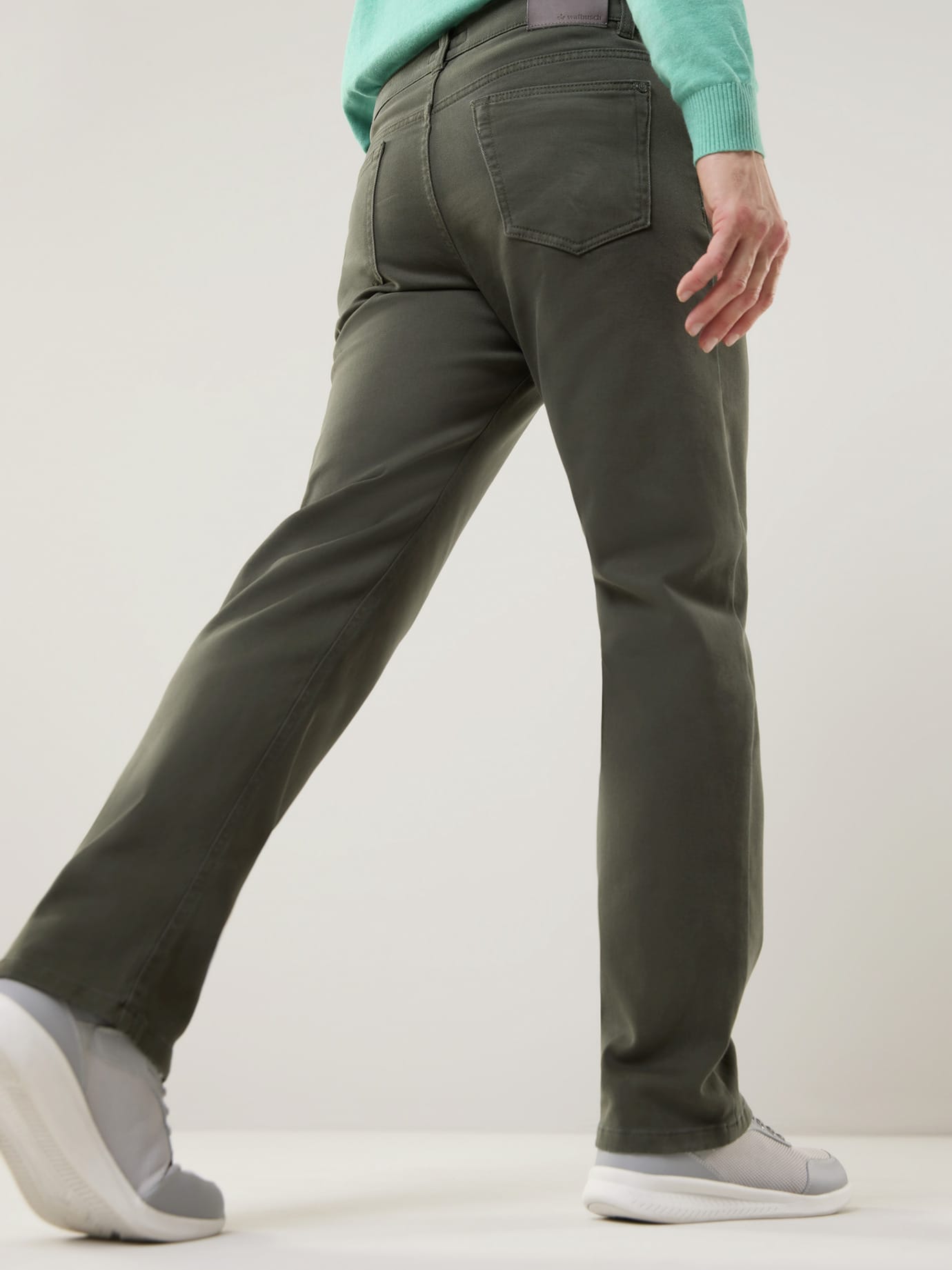 Walbusch Thermoleicht Five-Pocket, Regular Fit#normale Größen#schlanke Größen#untersetzte Größen, Farbe Grün, 50, wärmend rundum bequem Herren 3