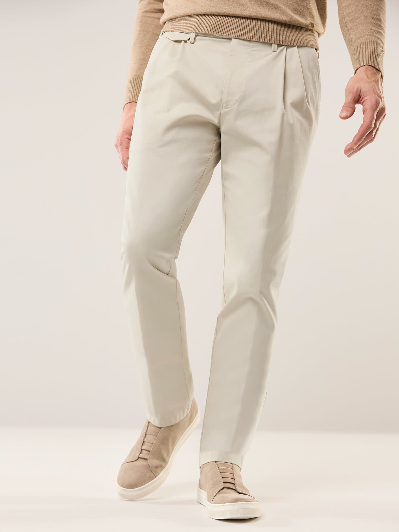 Walbusch Feintwill Pleated Chino Regular Fit Beige 58 6