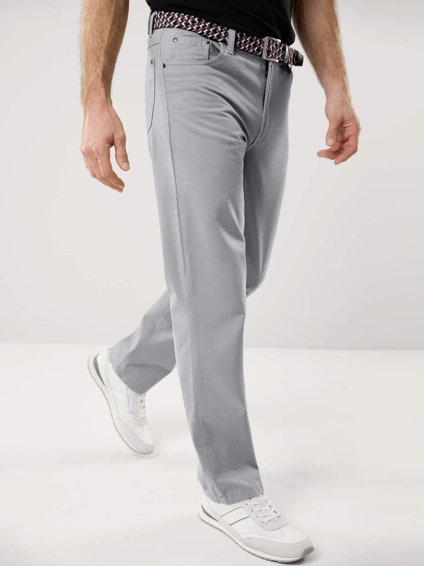 Walbusch Extraglatt-Stretchbund Five Pocket, Regular Fit#normale Größen#schlanke Größen#untersetzte Größen, Farbe Grau, 32, inklusive passendem Gürtel mit Hemdenstopper Herren 2