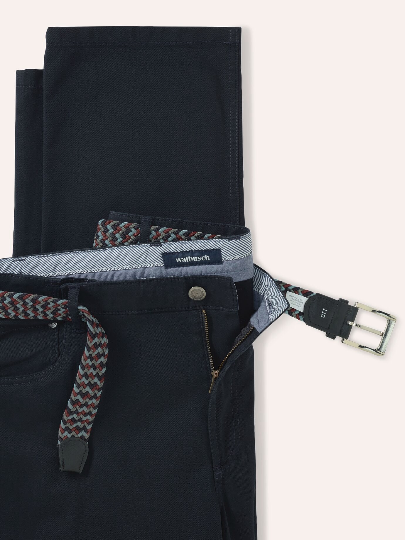 Walbusch Extraglatt-Stretchbund Five Pocket, Regular Fit#normale Größen#schlanke Größen#untersetzte Größen, Farbe Blau, 102, inklusive passendem Gürtel mit Hemdenstopper Herren 4