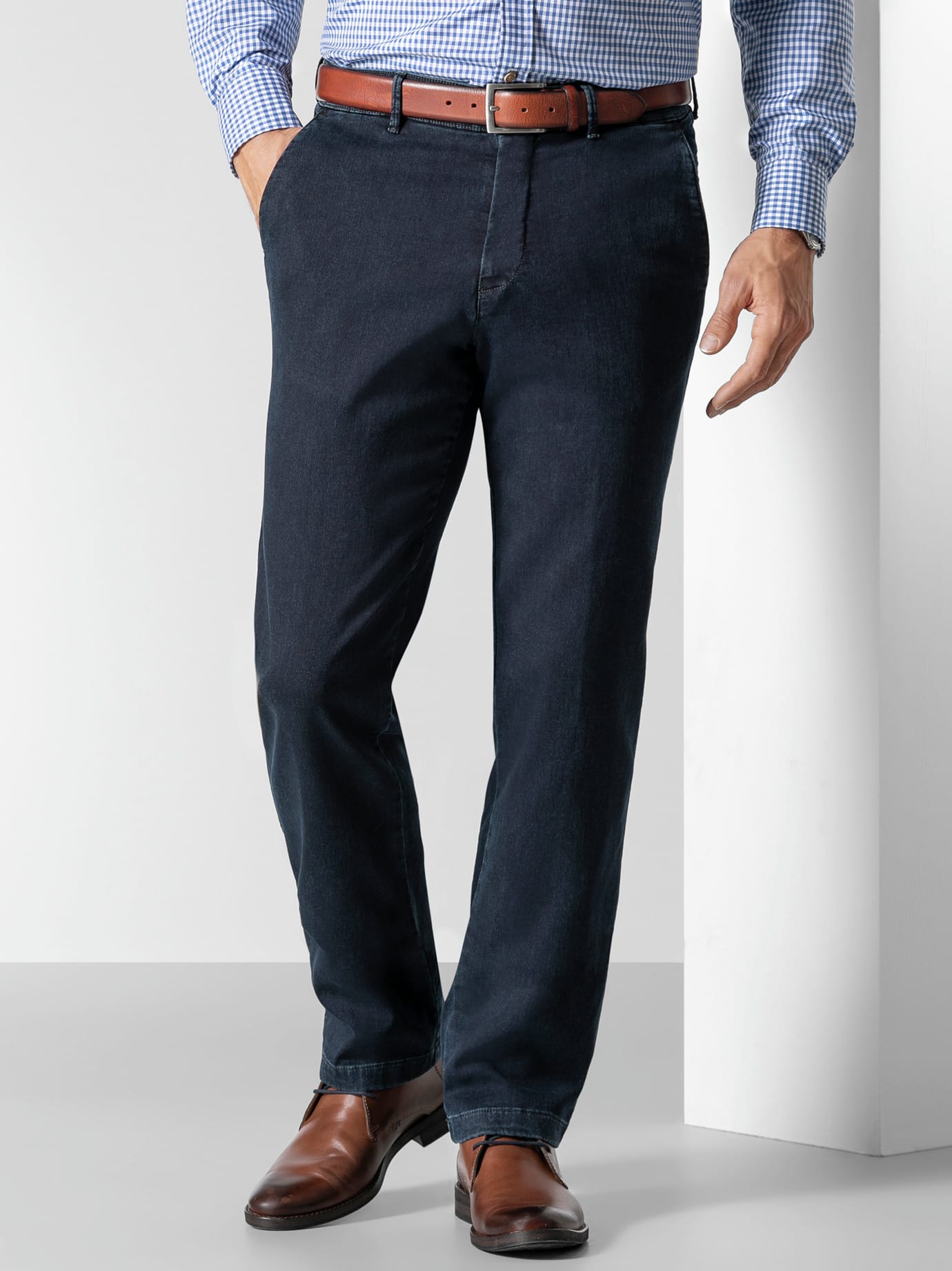 Walbusch Jogger-Jeans Chino, Modern Fit#normale Größen#untersetzte Größen, Farbe Blau, 106, super elastischer Denim mit Comfort-Bund (6 cm dehnbar) Herren 2