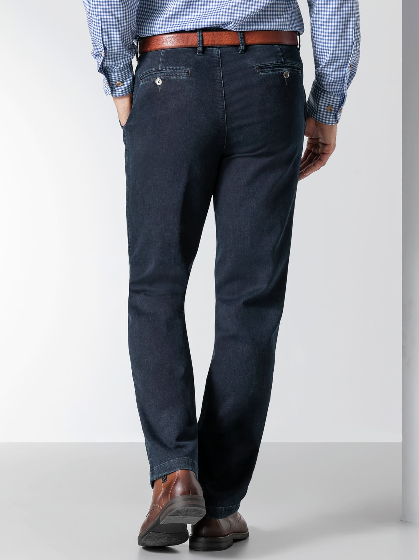 Walbusch Jogger-Jeans Chino, Modern Fit#normale Größen#untersetzte Größen, Farbe Blau, 106, super elastischer Denim mit Comfort-Bund (6 cm dehnbar) Herren 3