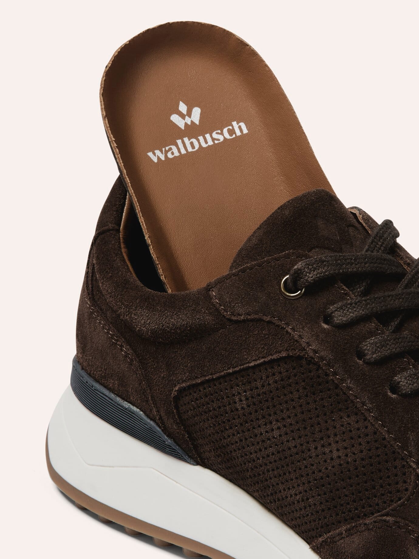 Walbusch Velours Perfo Sneaker, noch offen: Größenlauf, Farbe Braun, 46, luftige Perforierung hochwertiges Veloursleder Herren 3