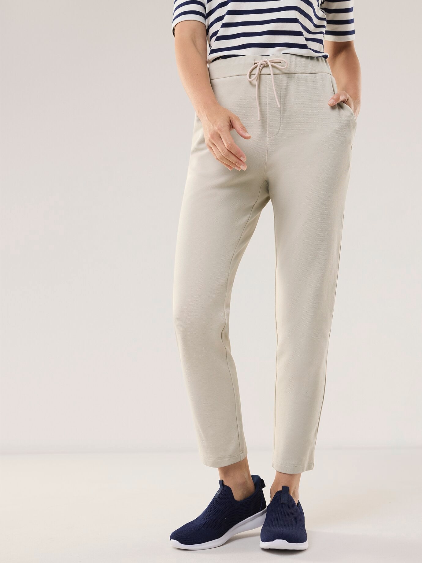 Jersey Twill Hose, noch offen: Filter Passform#untersetzte Größen, Farbe Beige, 48, mit Baumwolle und Lyocell praktisch Damen