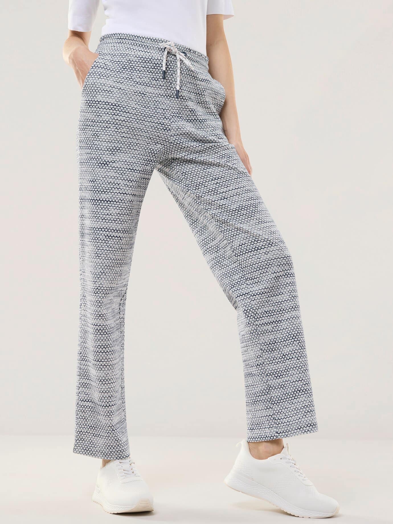 Struktur Jersey Hose, normale Größen, Farbe Blau, 46, reine Baumwolle schöner Bicolor-Effekt Damen