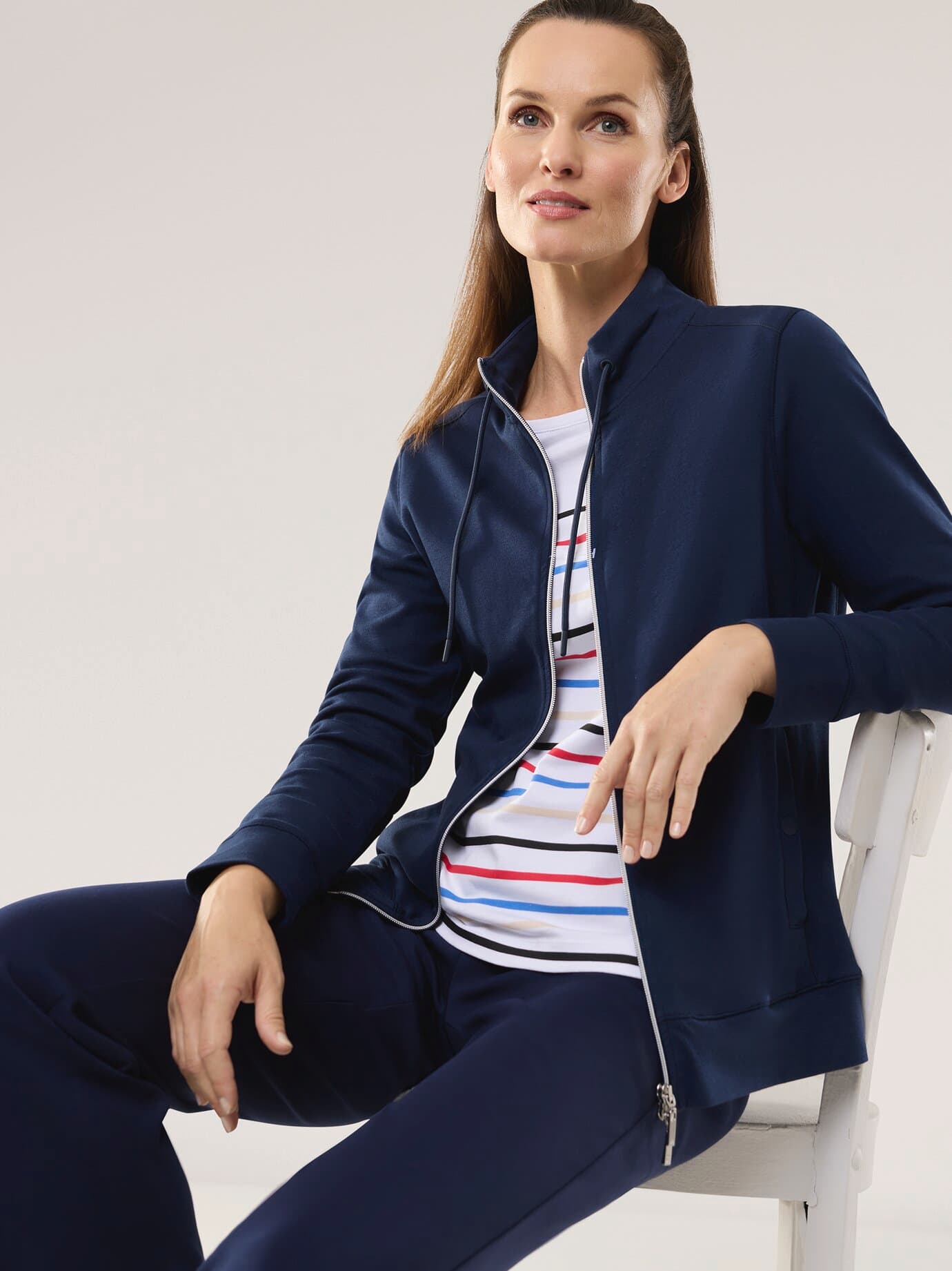 Baumwollstretch Jacke, normale Größen, Farbe Blau, 46, hautsympathische Baumwolle bequem dank Elasthan Damen