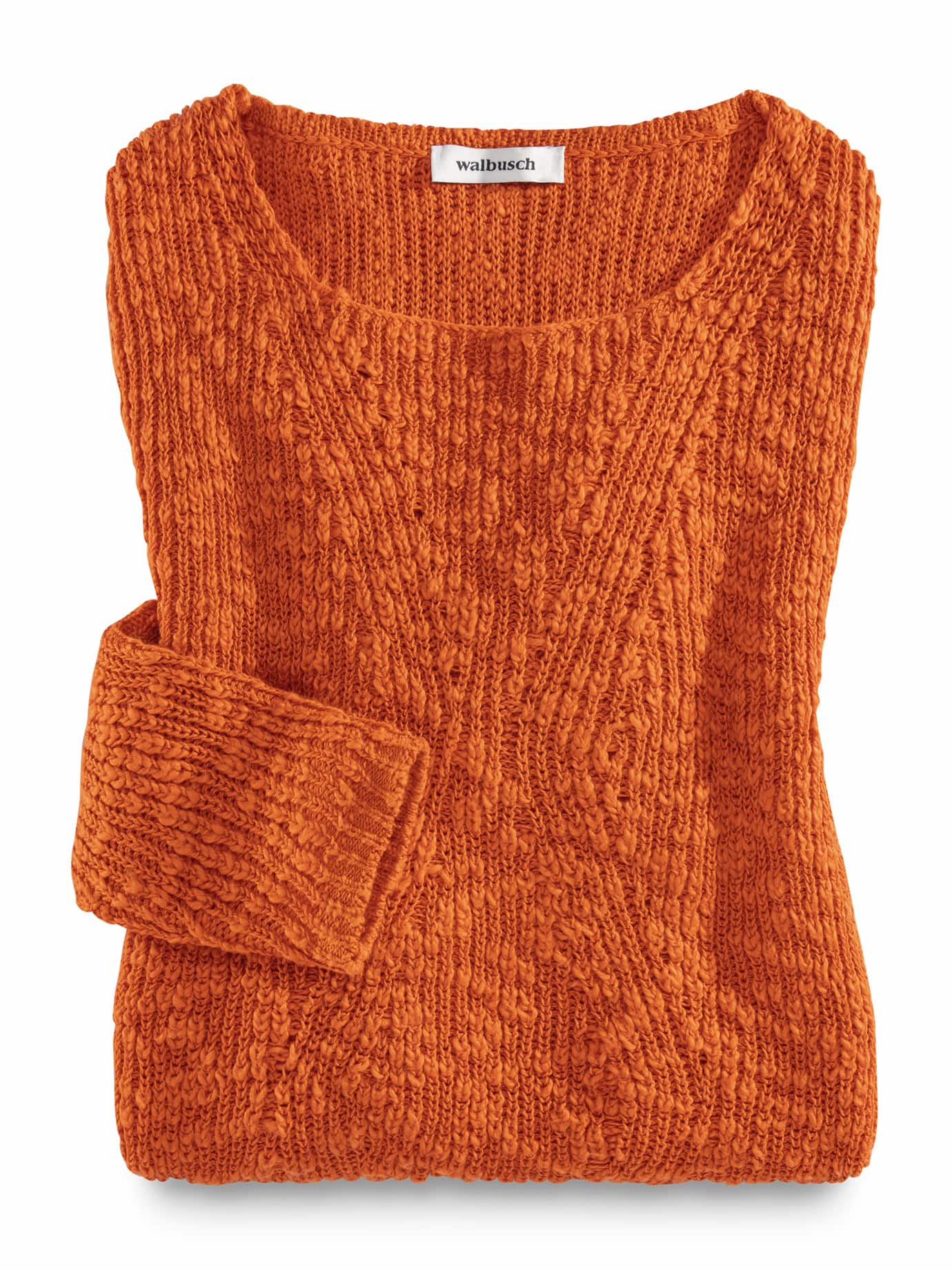 Grobstrick Pullover Orange Damen Pullover Flammengarn-Pullover Bei