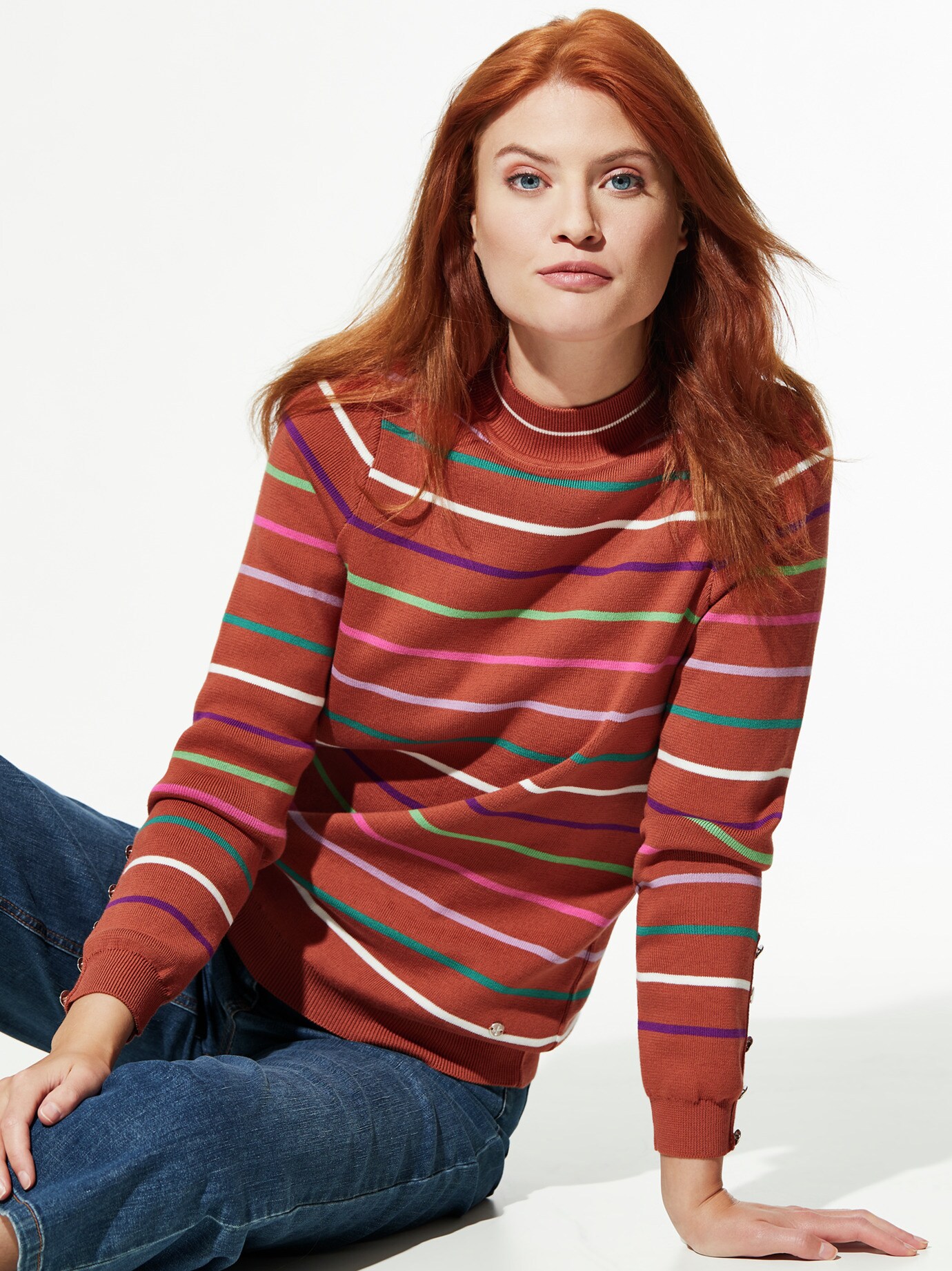 Walbusch Pullover Multistreifen Braun female 52