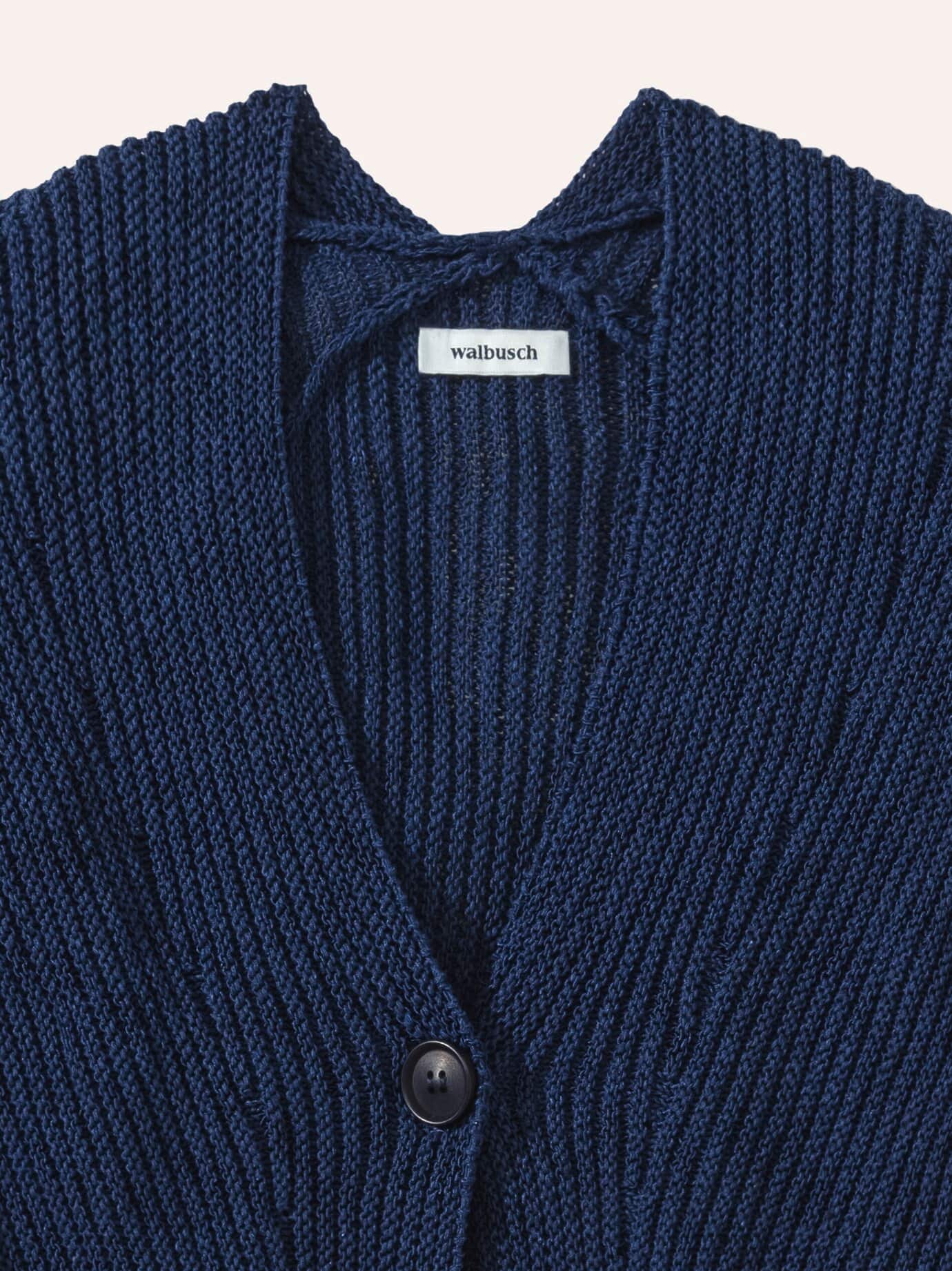 Walbusch Gilet Tricot Fil Ruban Bleu 38 8