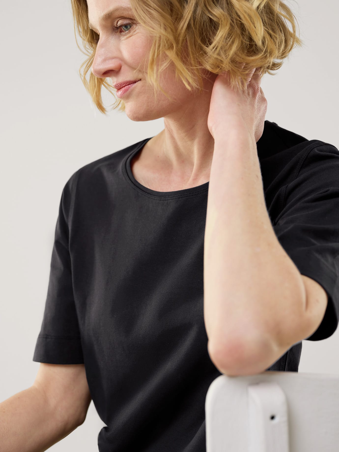 Walbusch Baumwoll-Basic-Shirt Halbarm, normale Größen, Farbe Schwarz, 38, tolles Basic-Shirt angenehme Baumwollmischung Damen 2