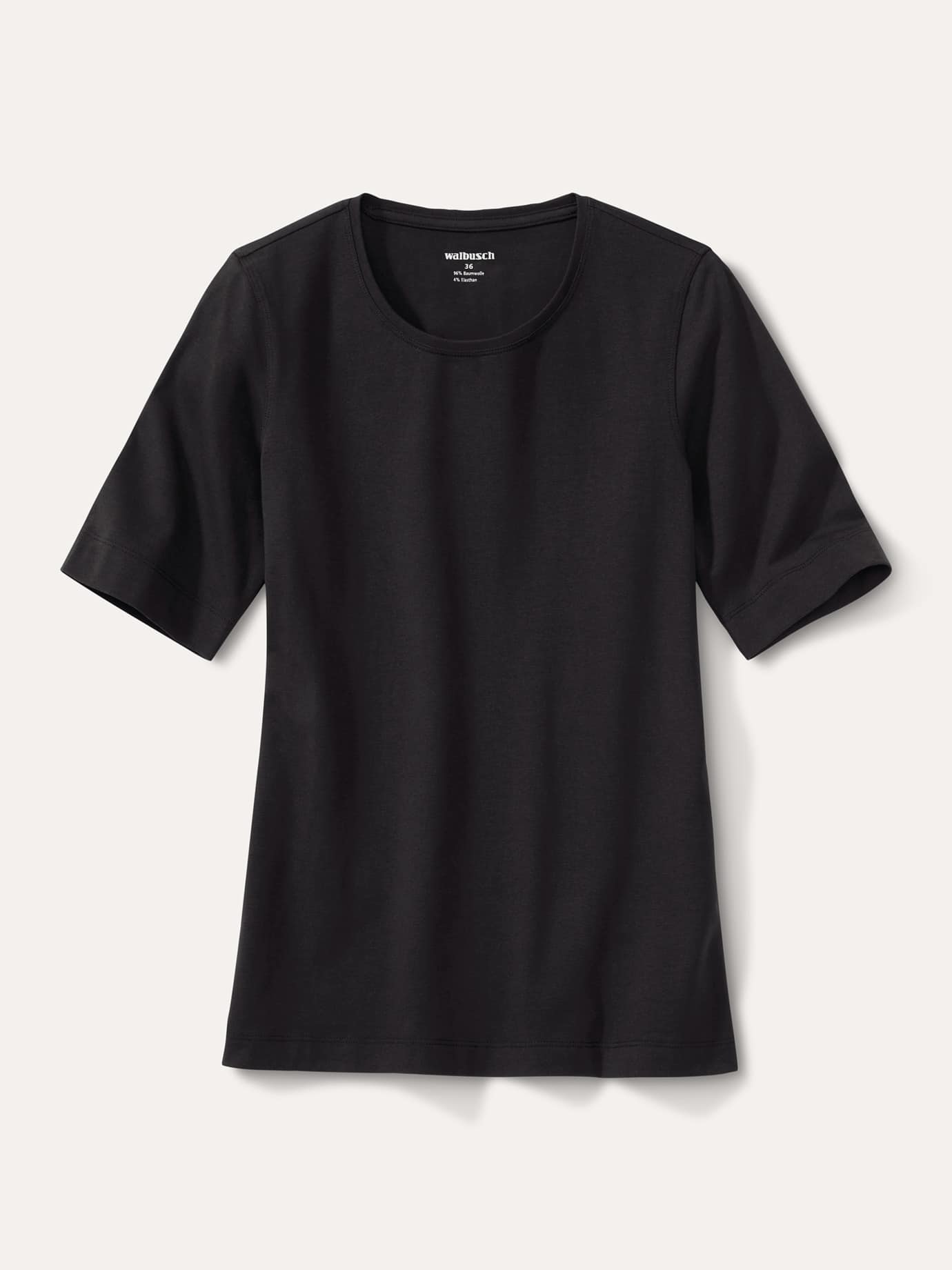 Walbusch Baumwoll-Basic-Shirt Halbarm, normale Größen, Farbe Schwarz, 38, tolles Basic-Shirt angenehme Baumwollmischung Damen 3