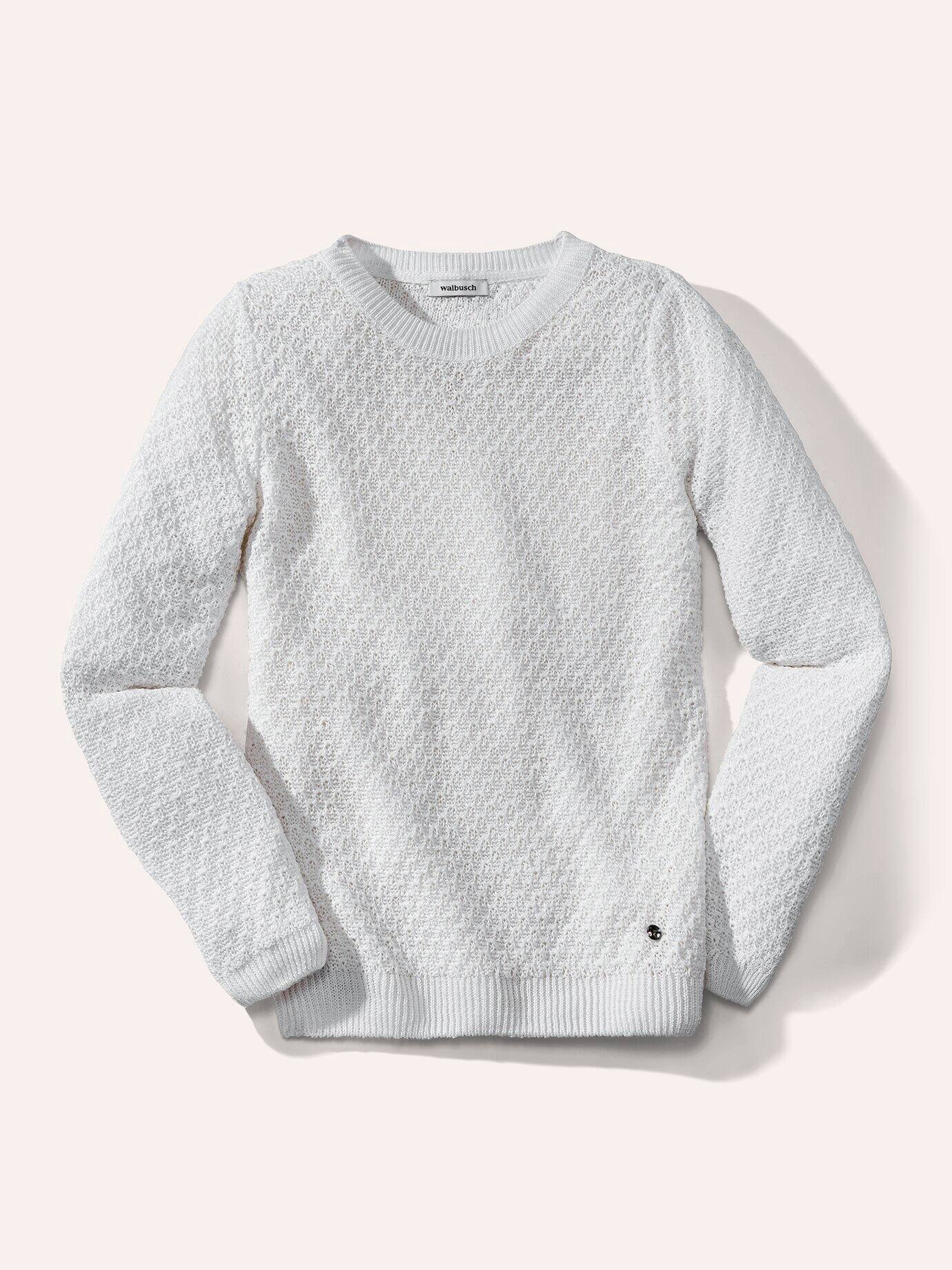 Walbusch Edelgarn-Pullover Lino, normale Größen, Farbe Weiß, 46, reines Leinen italienisches Garn Damen 2