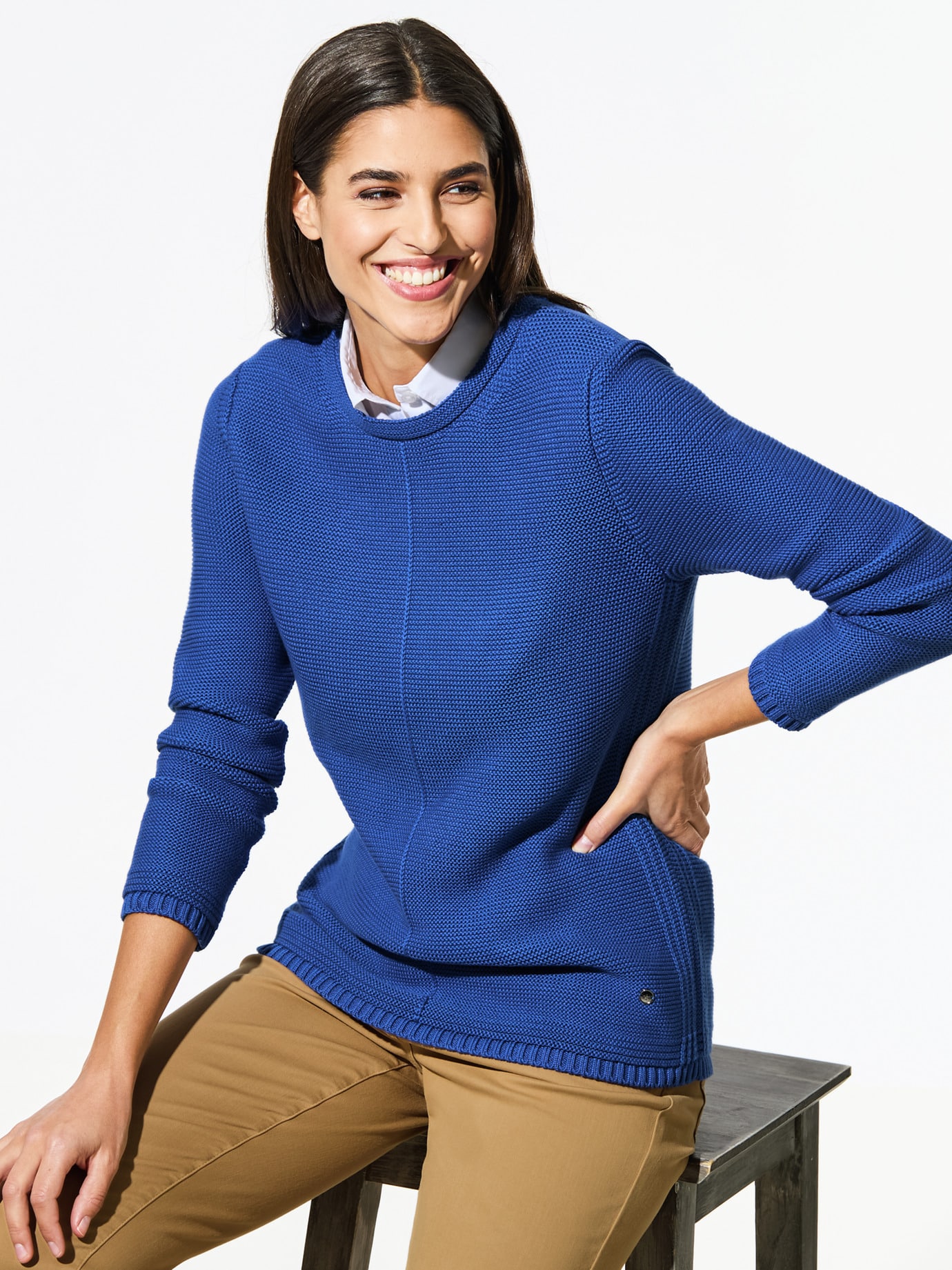 Baumwoll-Pullover Everyday Tintenblau