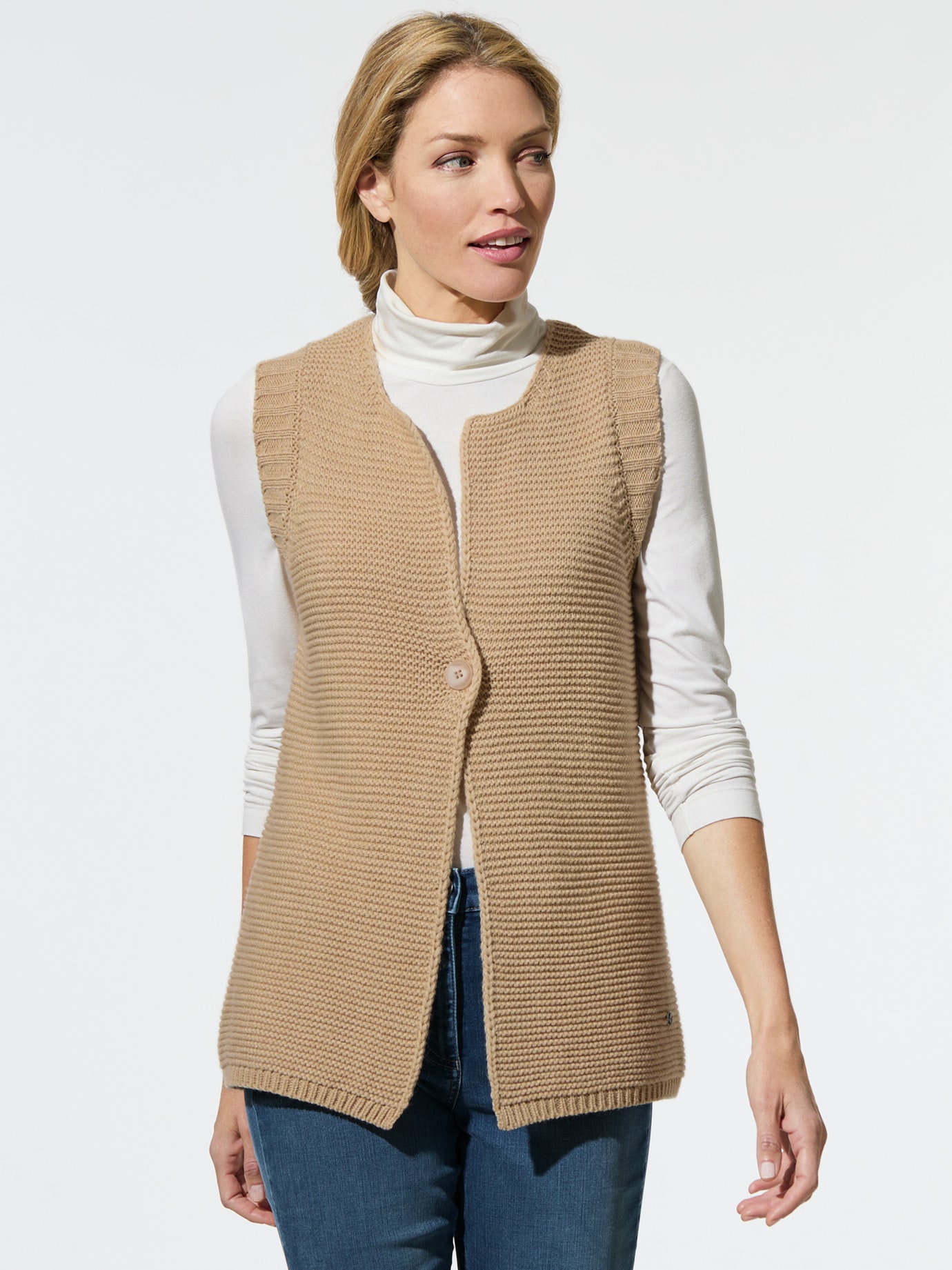 Strickweste Merinomix Safaribeige