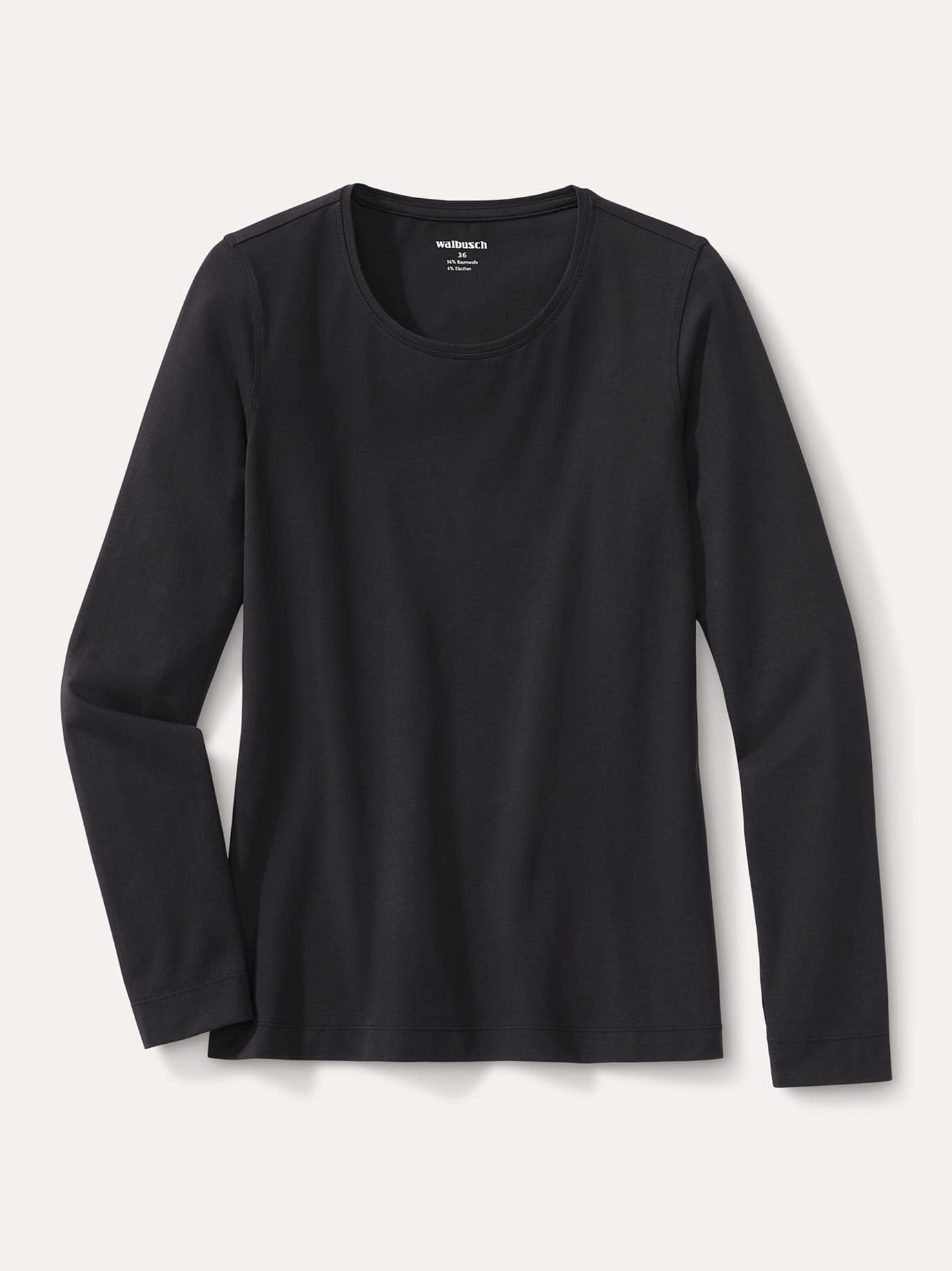 Walbusch Baumwoll-Basic-Shirt Langarm, normale Größen, Farbe Schwarz, 44, tolles Basic-Shirt angenehme Baumwollmischung Damen 3