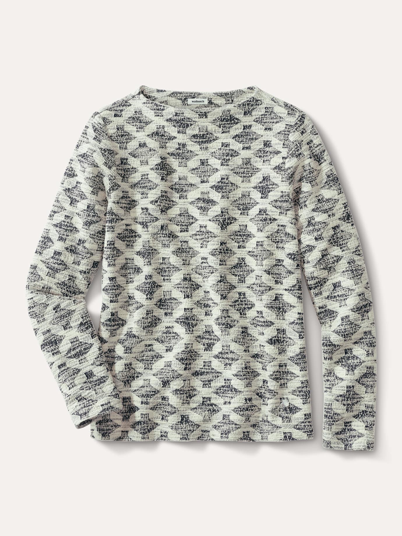 Walbusch Boucle Sweatshirt Chimney Collar Blue 46 3