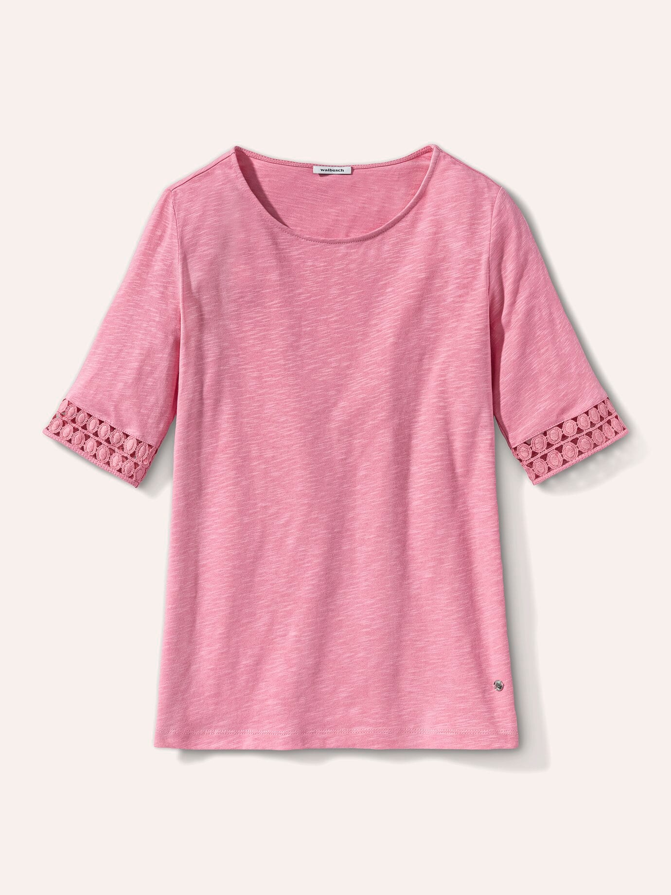 Walbusch Cotton Shirt Decorative Lace Pink 48 3