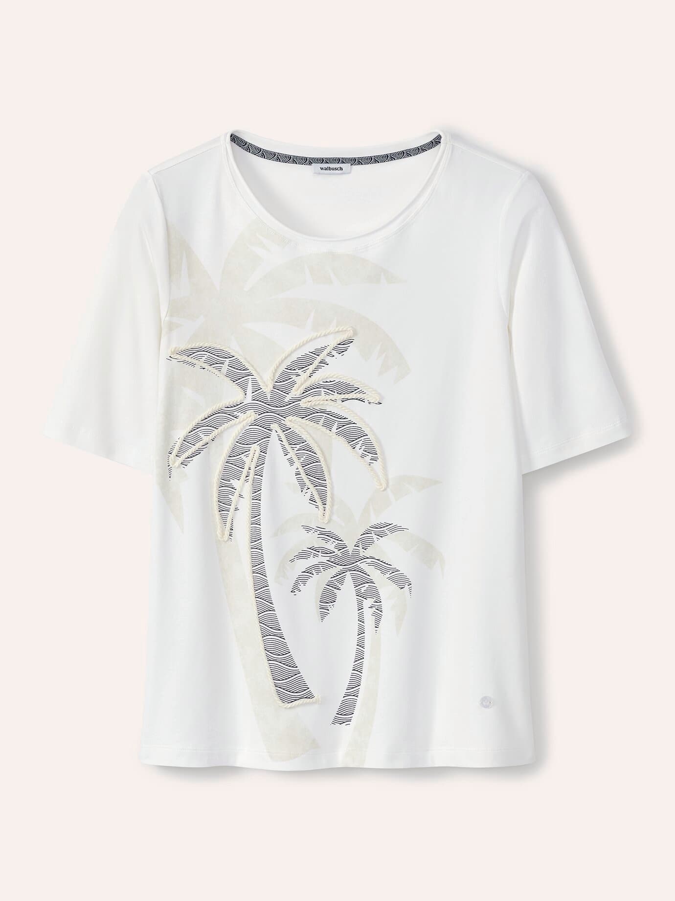Walbusch Baumwollshirt Tropical, normale Größen, Farbe Weiß, 40, Druck mit Kordelstickerei hautfreundlich Damen 3