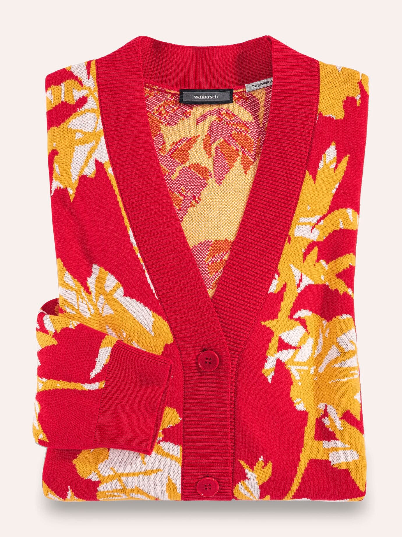 Walbusch Jacquard Cardigan Red 46 2