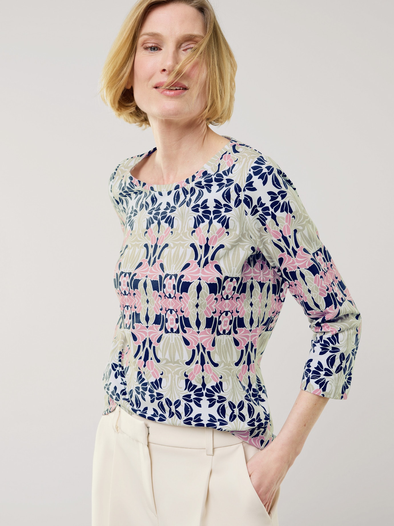 Baumwollshirt Art deco Malve