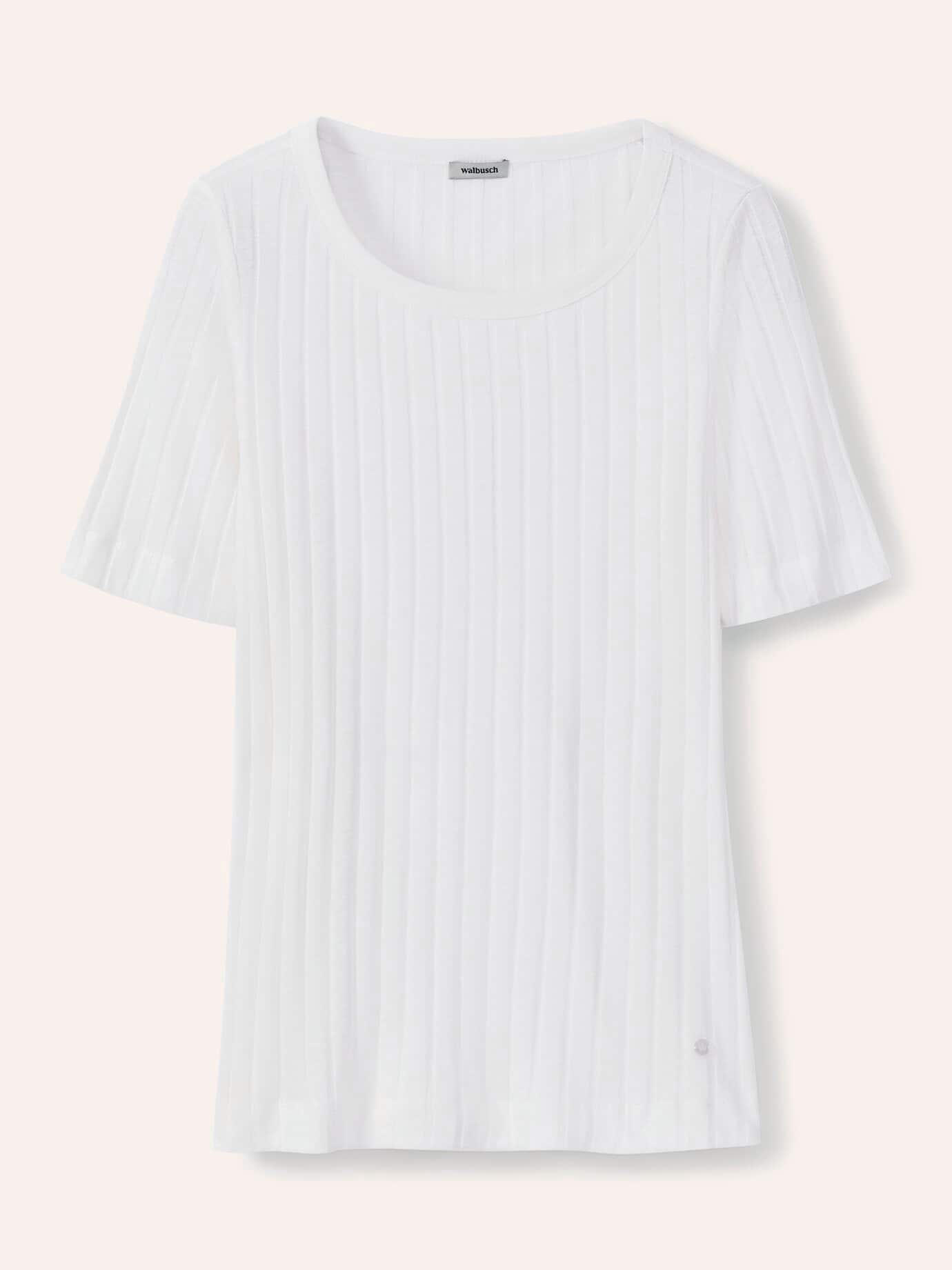 Walbusch Baumwollshirt Rippenstruktur Weiß Größe 48 3