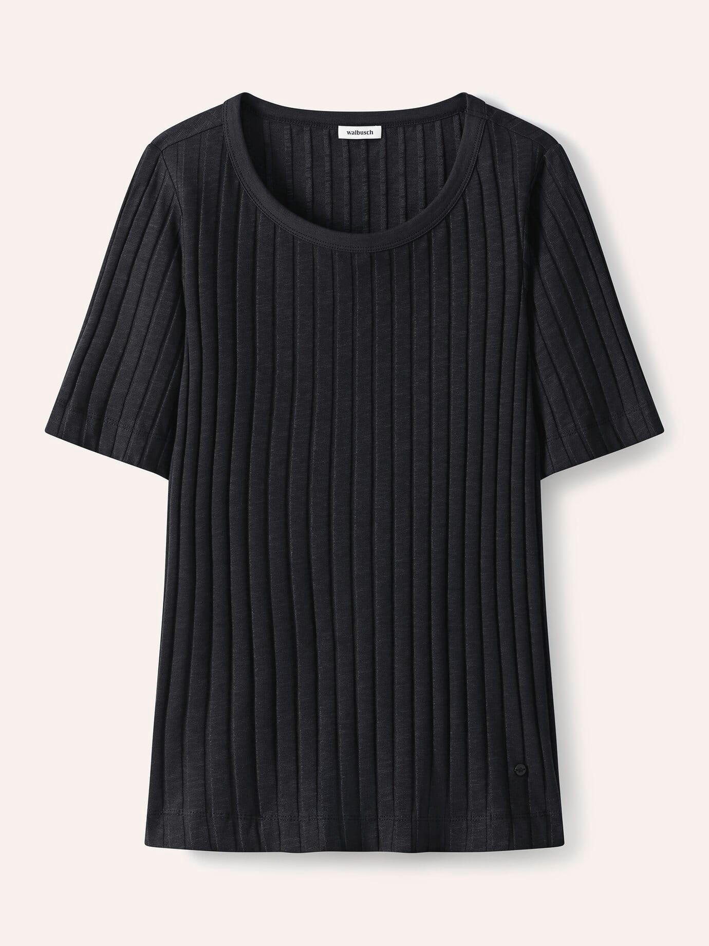Walbusch Baumwollshirt Rippenstruktur, normale Größen, Farbe Schwarz, 38, vielseitig kombinierbar hautfreundlich Damen 3