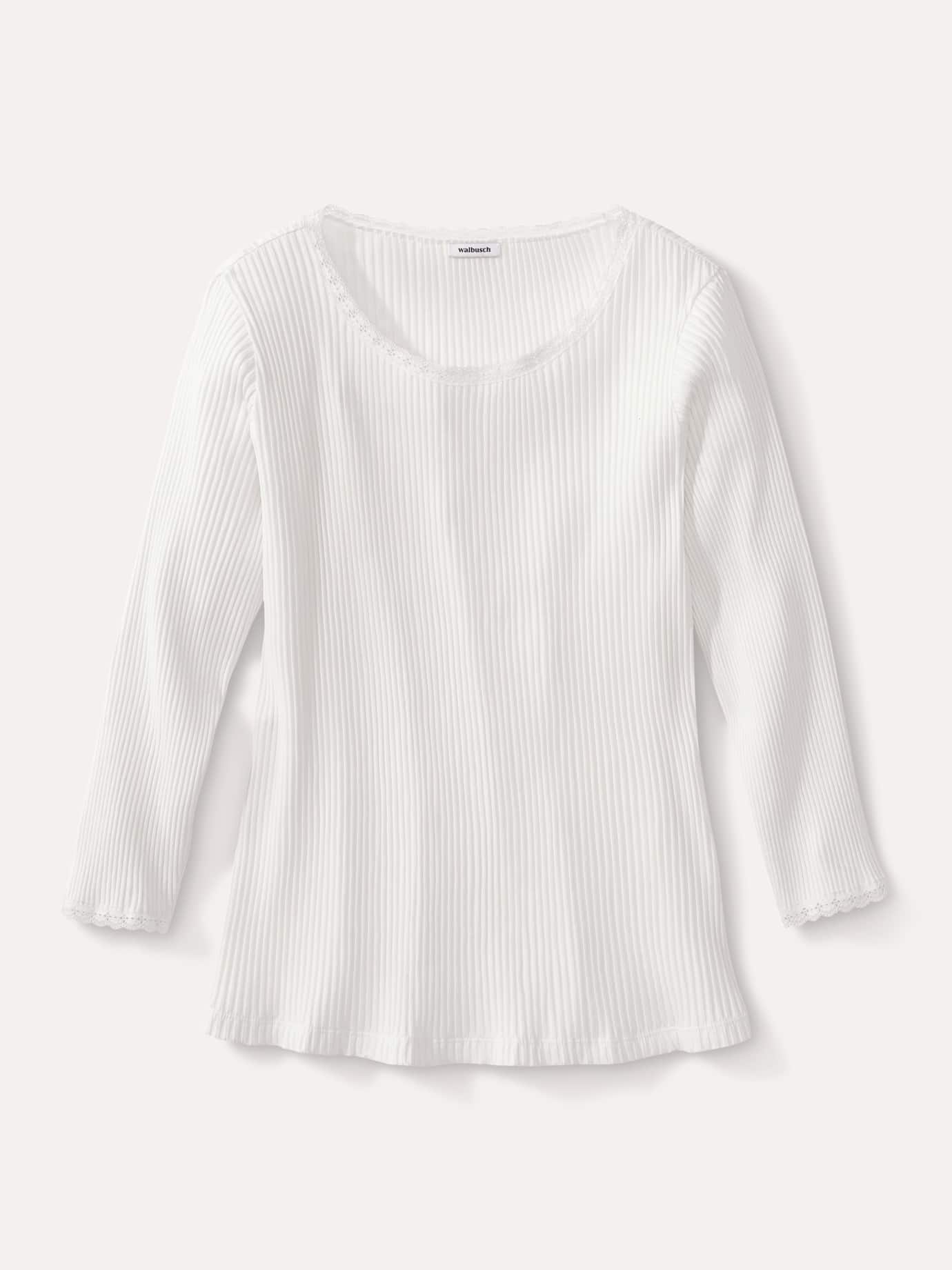Walbusch Rippshirt Spitzendetail, noch offen: Größenlauf, Farbe Weiß, 48, gut kombinierbar bequem elastisch Damen 3